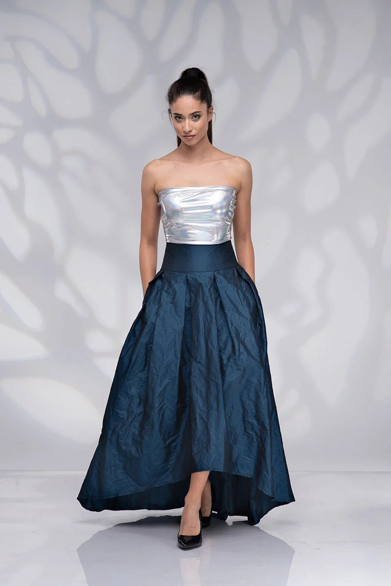 High Waist Taffeta Skirt - Maxi Teal Blue Bridesmaid Skirt High Waist Taffeta Skirt - Maxi Teal Blue Bridesmaid Skirt