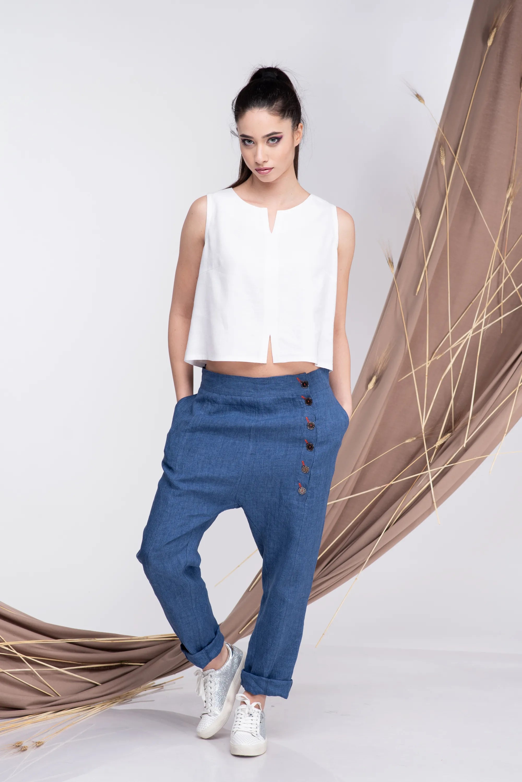 Linen Harem Summer Unisex Pants-Danellys.webp