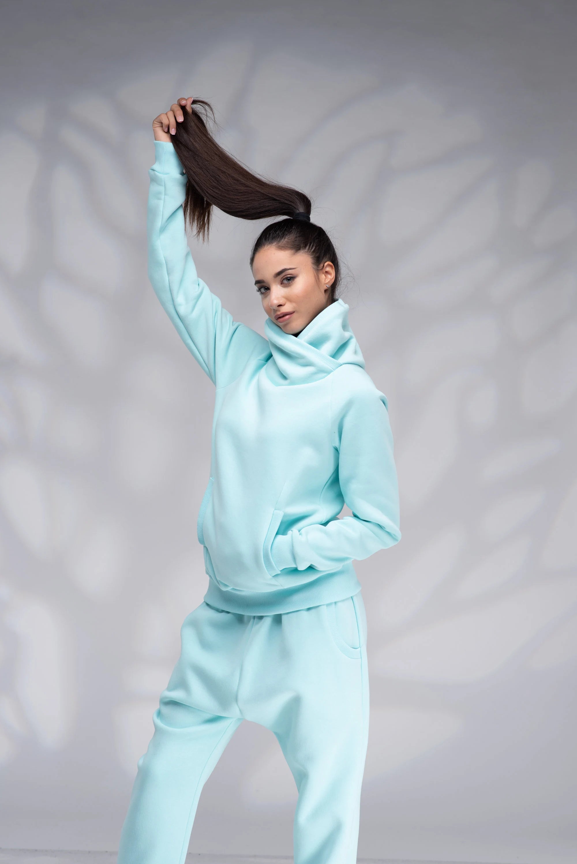 Sport Tracksuit Set Turtleneck Sweatshirt and Loose Pants-Danellys-5.webp