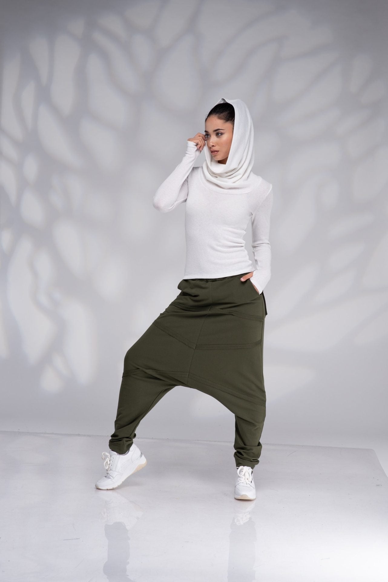 Harem Khaki Low Crotch Baggy Trousers