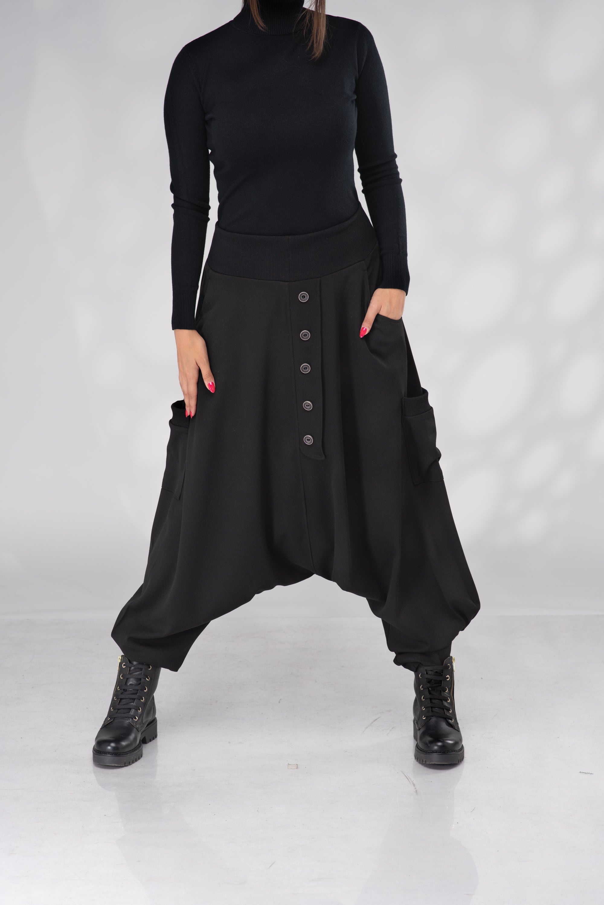 Avant-Garde Harem Pants – Oversized Drop Crotch Pants with Pockets