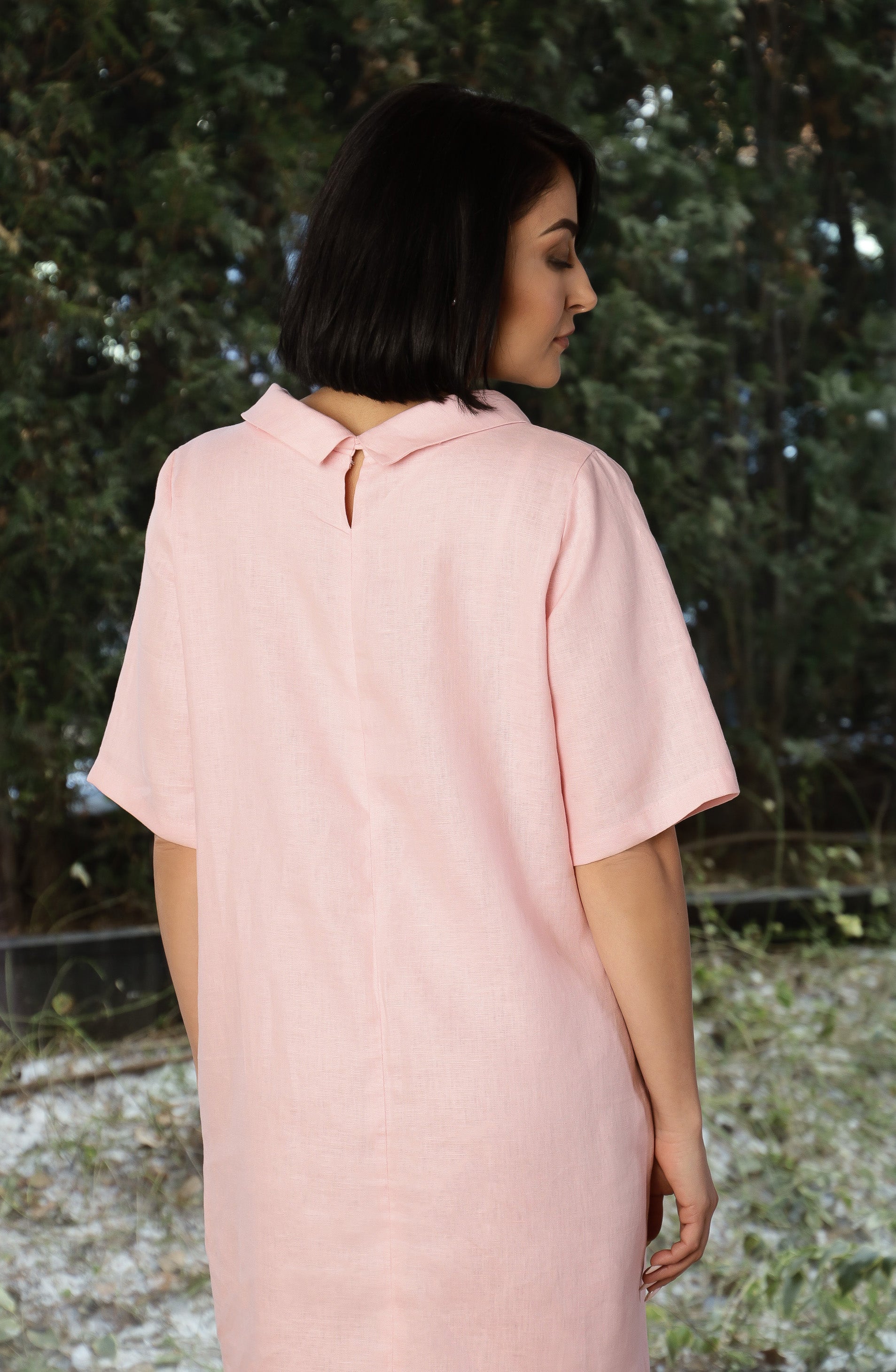 Blush Pink Linen Dress – Relaxed Elegant Shift Dress