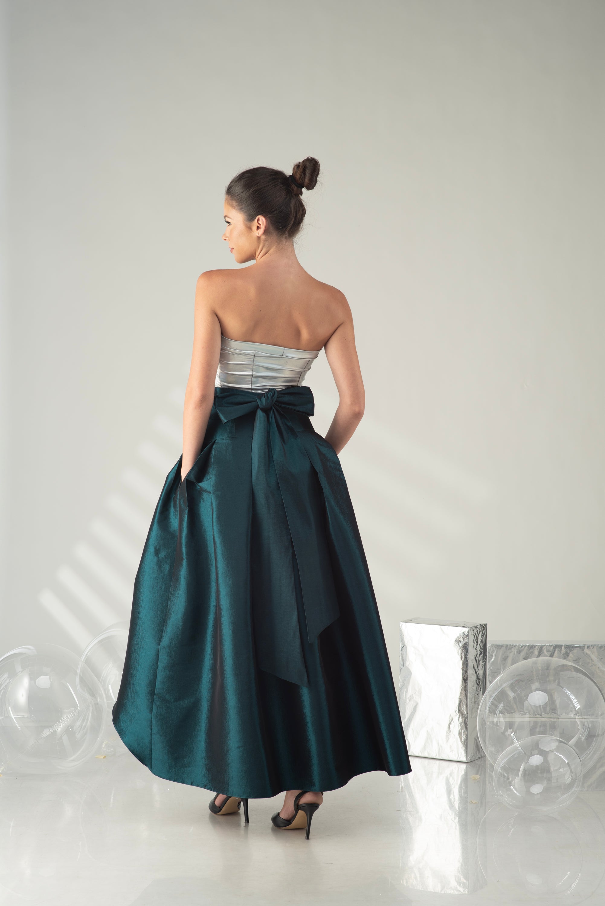 Bow Waist Formal Skirt – Emerald Wedding Guest Skirt