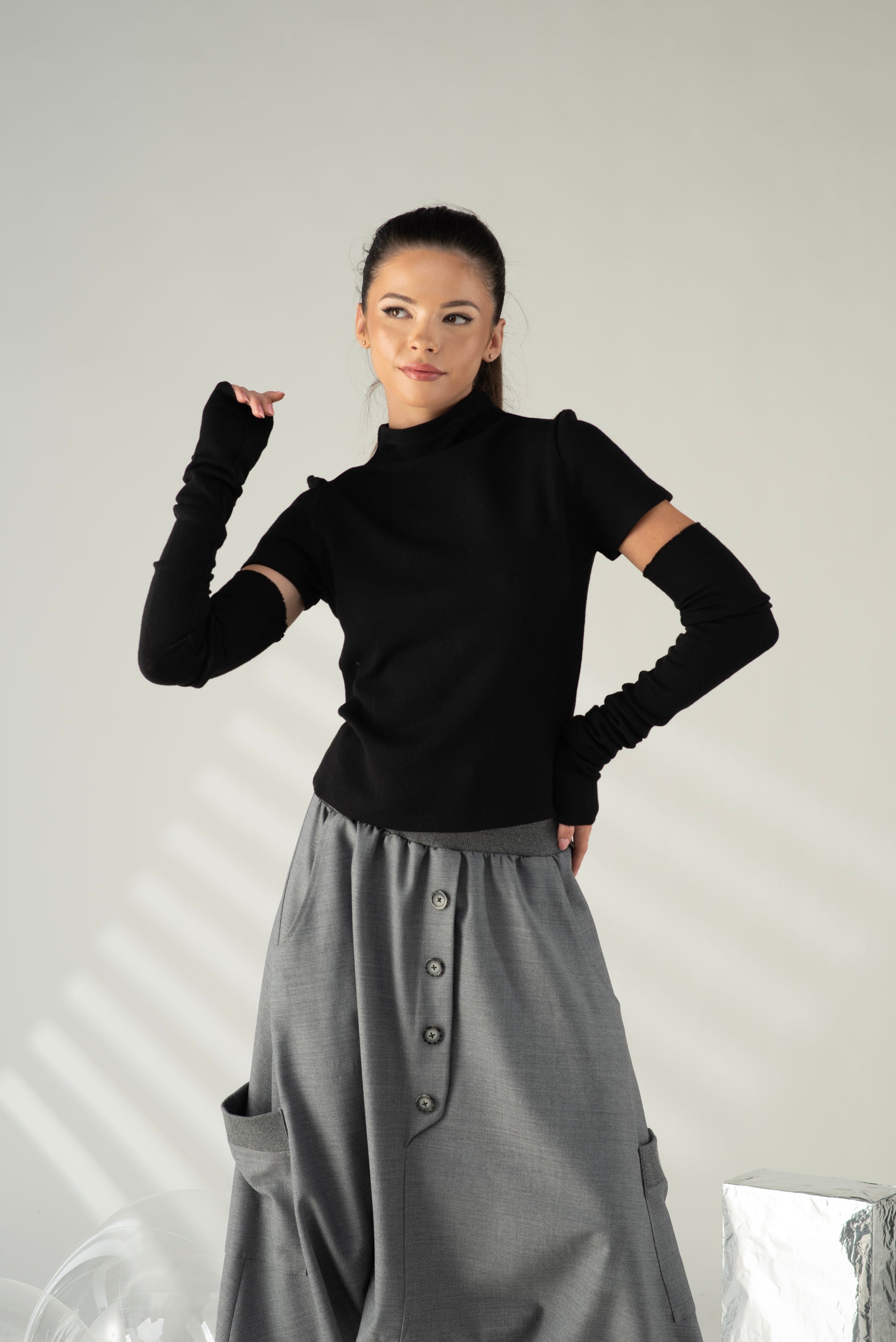 Gray Harem Pants – Oversized Drop Crotch Pants with Pockets