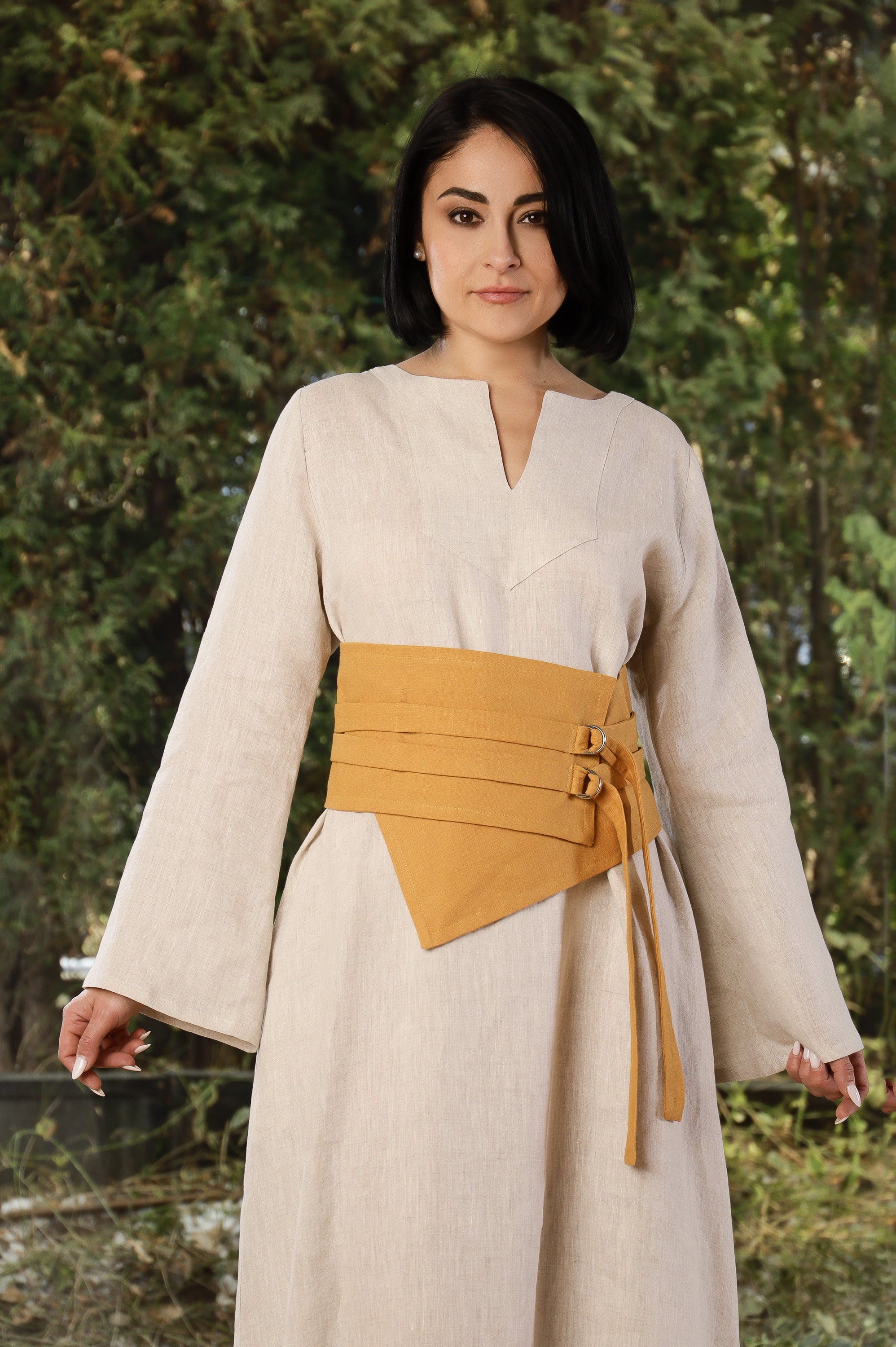 Linen Corset Belt – Adjustable Waist Belt for Dresses