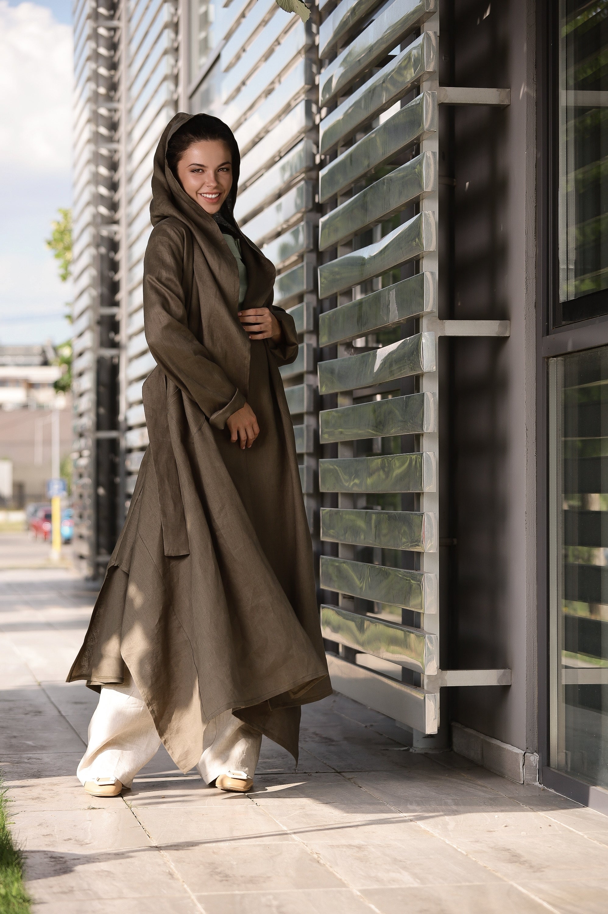 Organic Linen Jacket with Hoodie