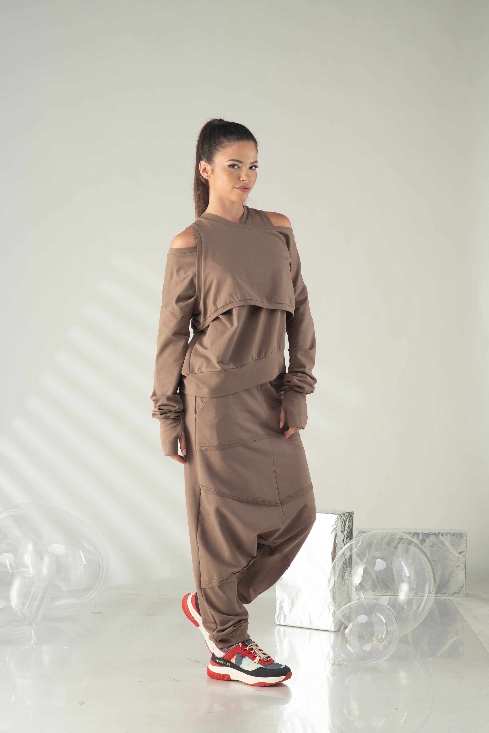 Oversized Two Piece Tracksuit Set – Sweatshirt & Jogger Pants