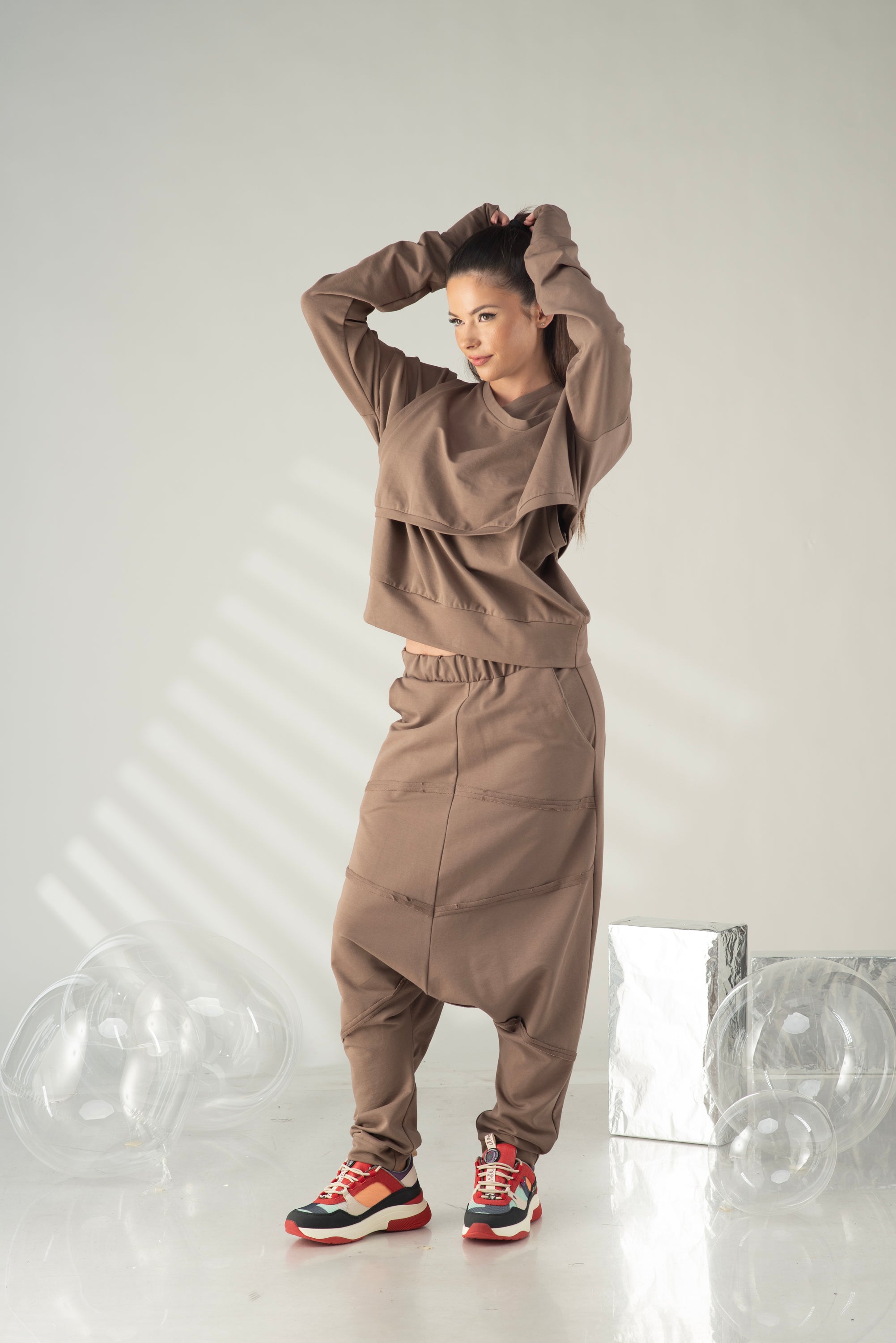 Oversized Two Piece Tracksuit Set – Sweatshirt & Jogger Pants