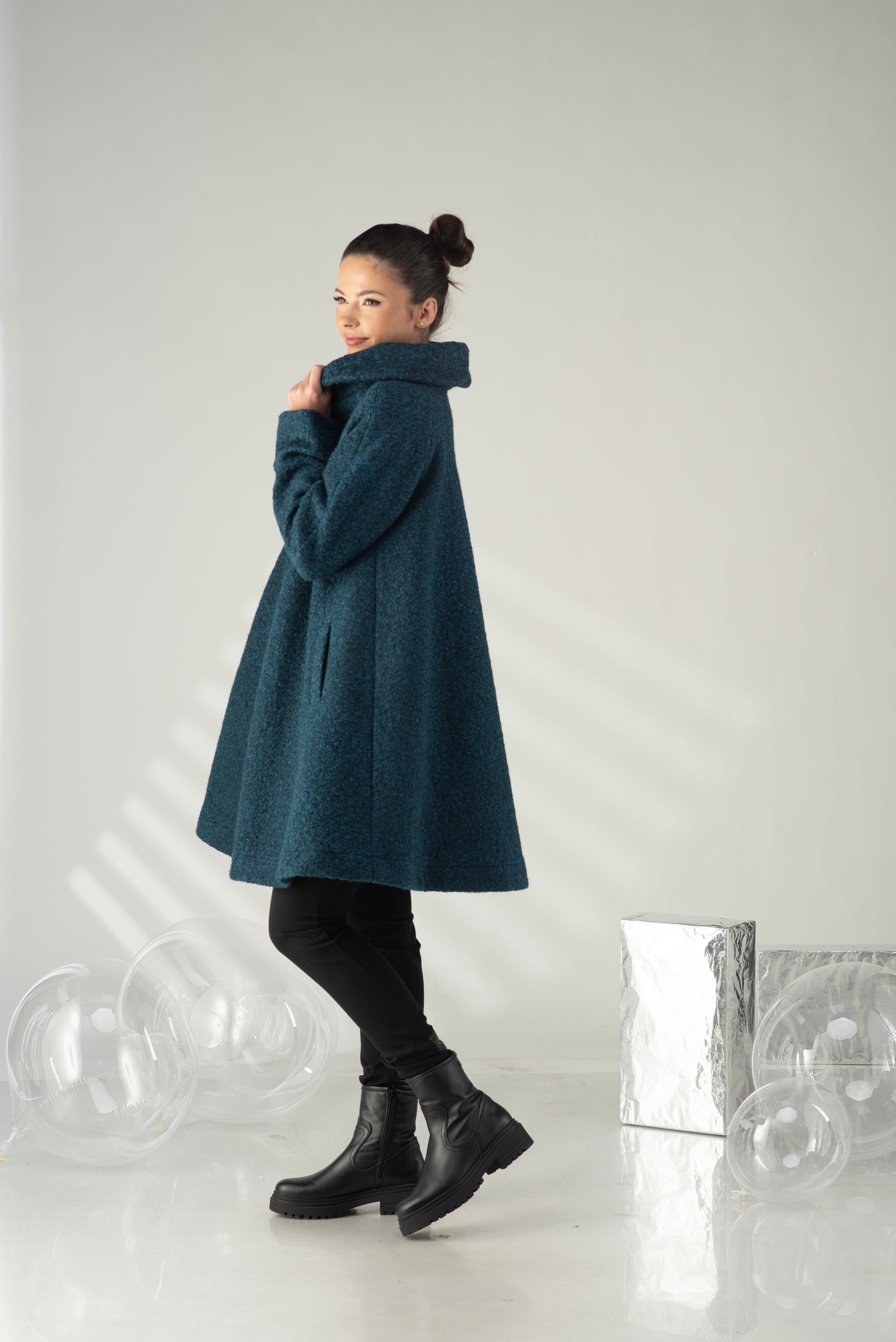 Sculptural A-Line Wool Coat – Modern Minimalist Outerwear