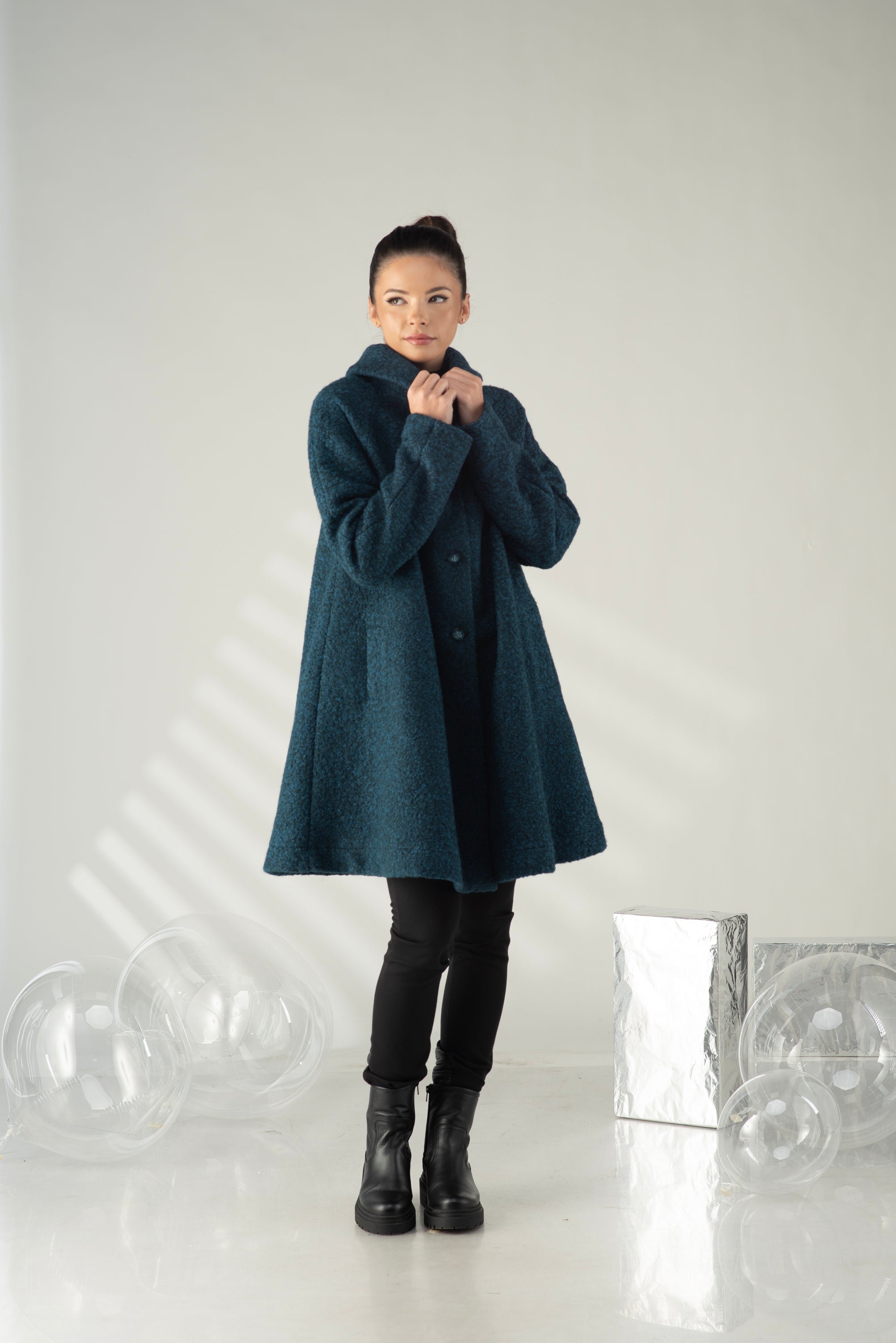 Sculptural A-Line Wool Coat – Modern Minimalist Outerwear