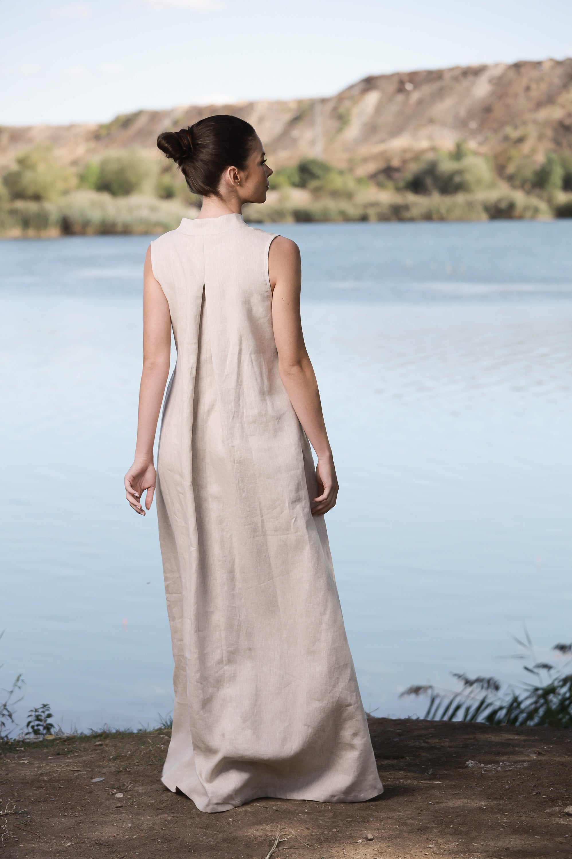 Sleeveless Organic Linen Maxi Dress