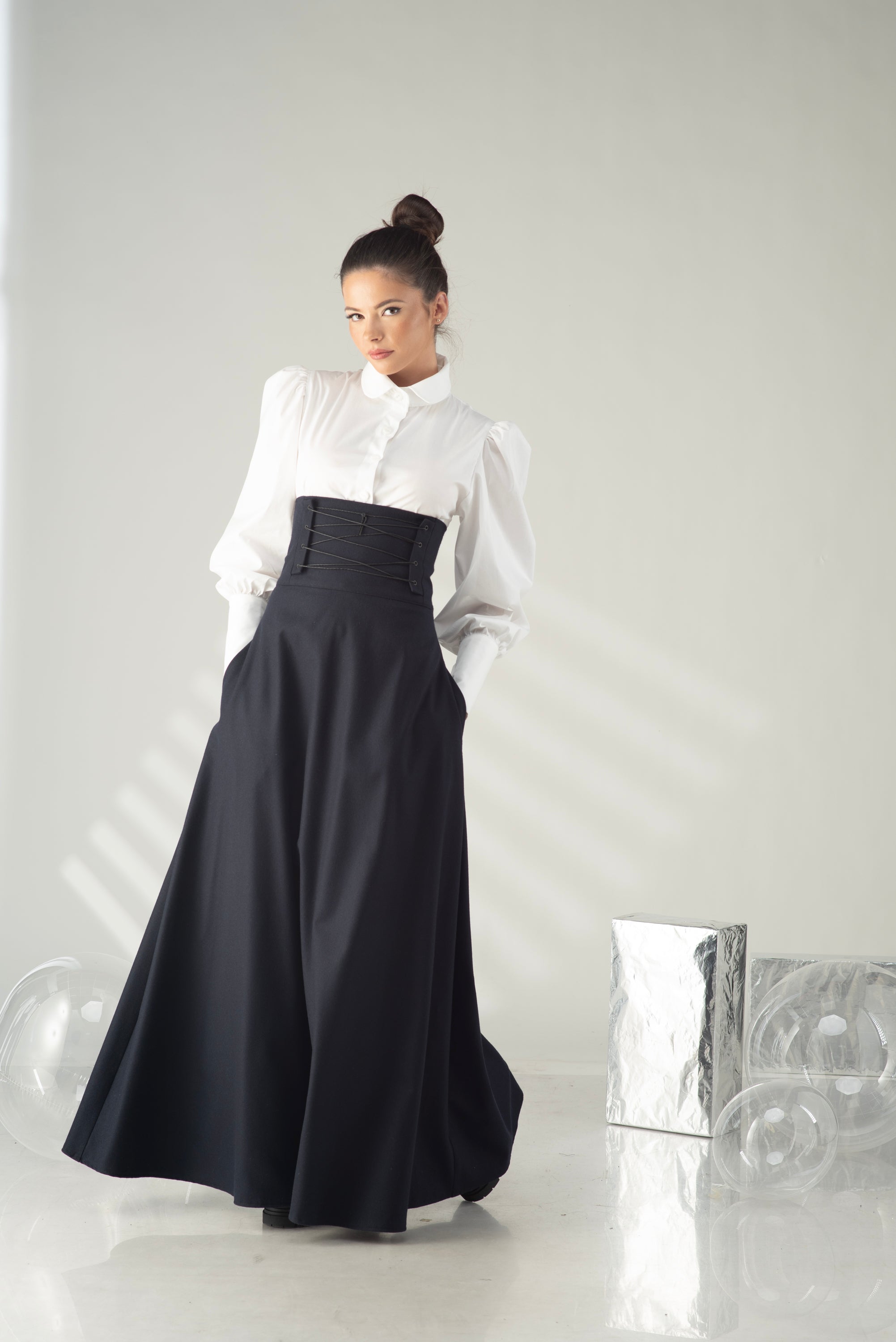 White Puff Sleeve Blouse – Elegant Statement Cotton Shirt