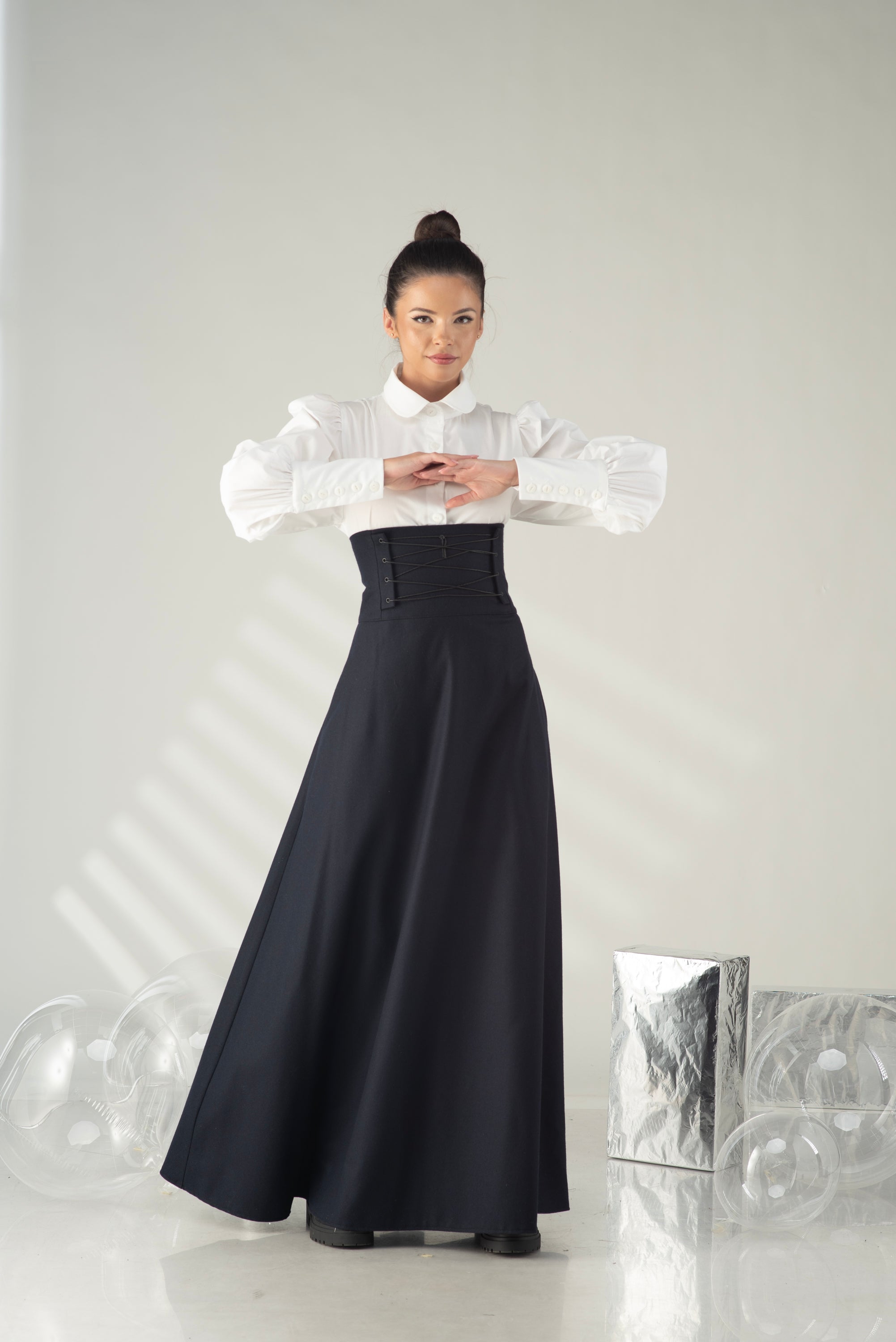 White Puff Sleeve Blouse – Elegant Statement Cotton Shirt