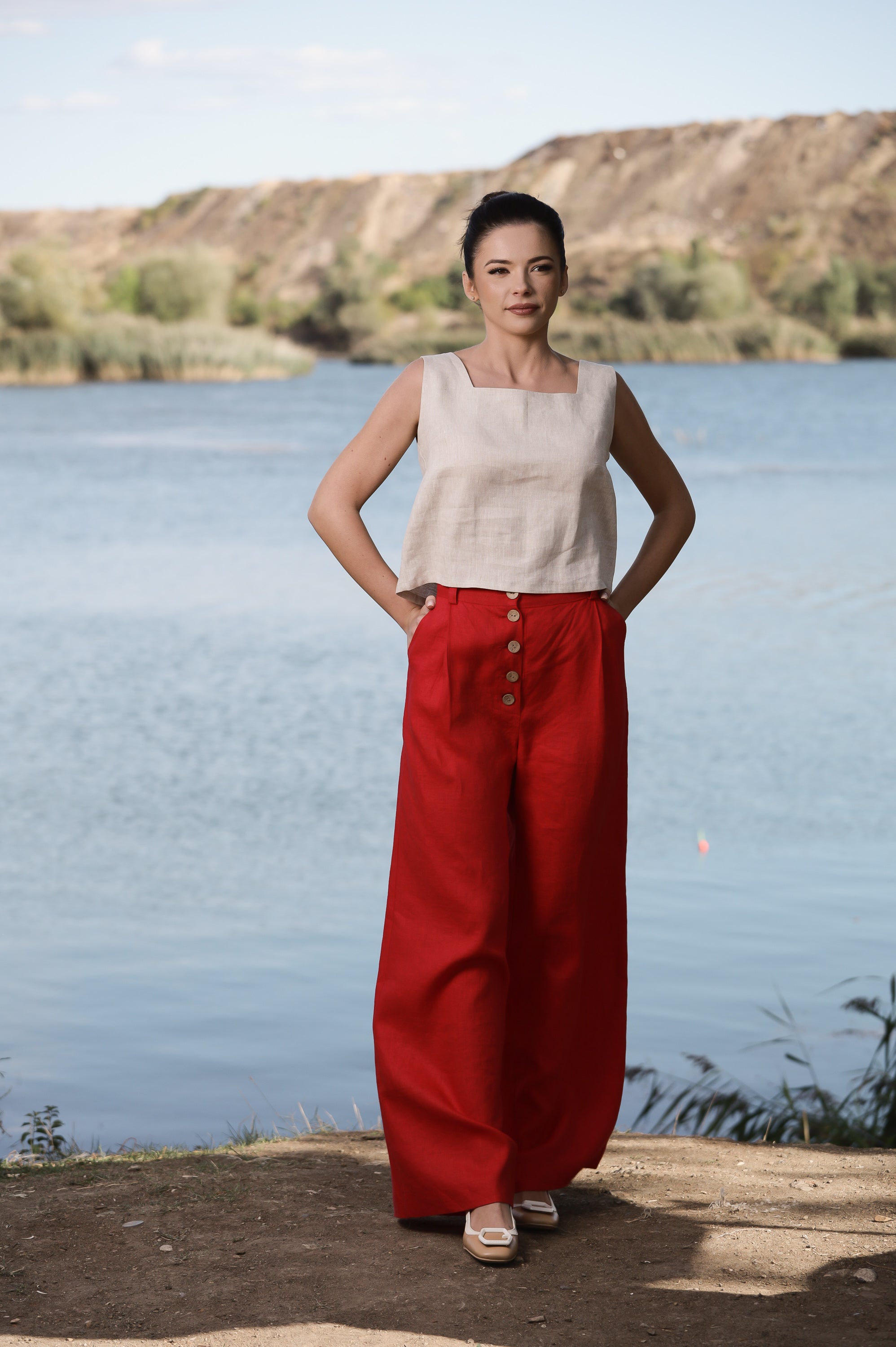 Wide Leg Linen Pants – High Waisted Linen Trousers for Women