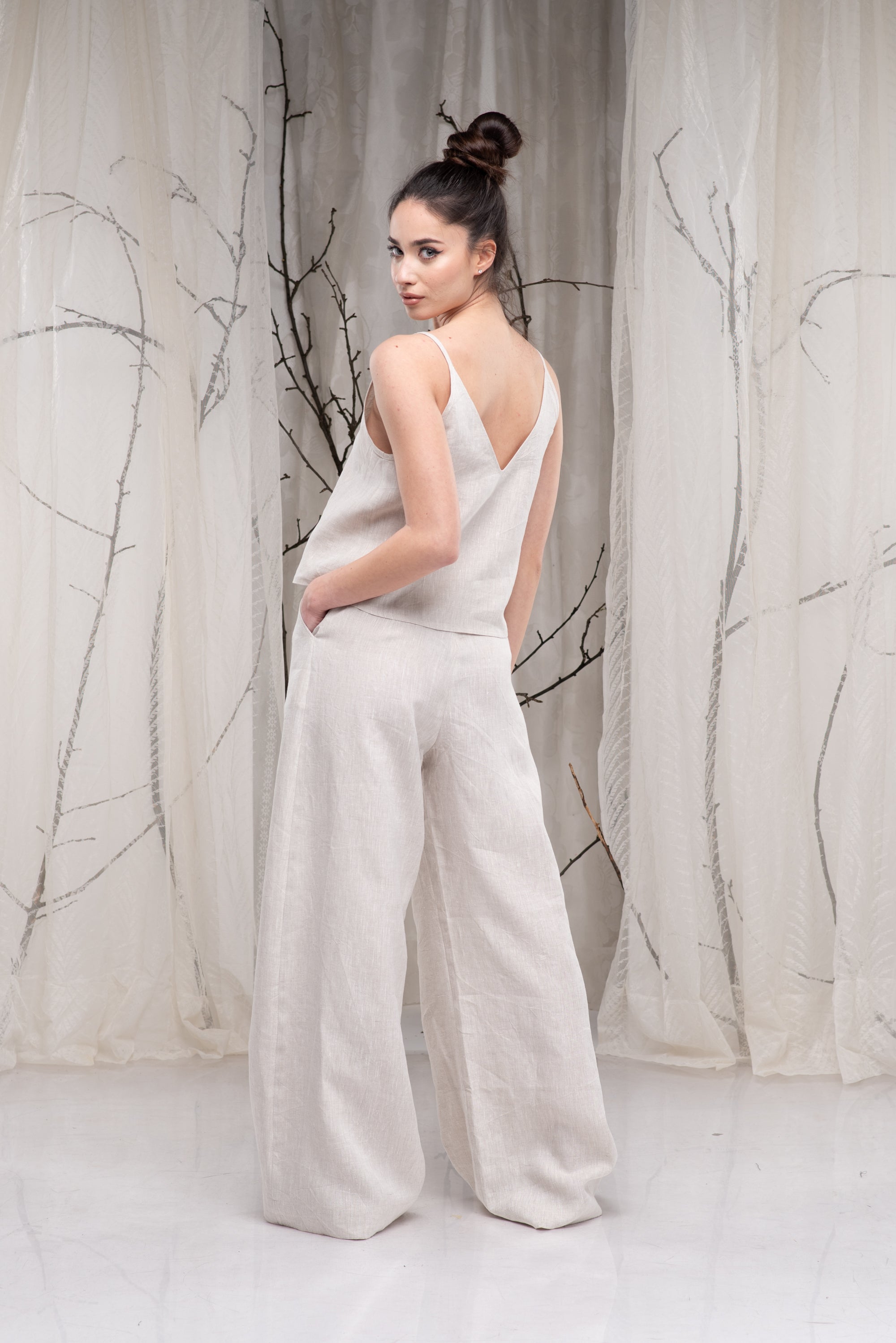 Wide Leg Linen Pants – High Waisted Linen Trousers for Women