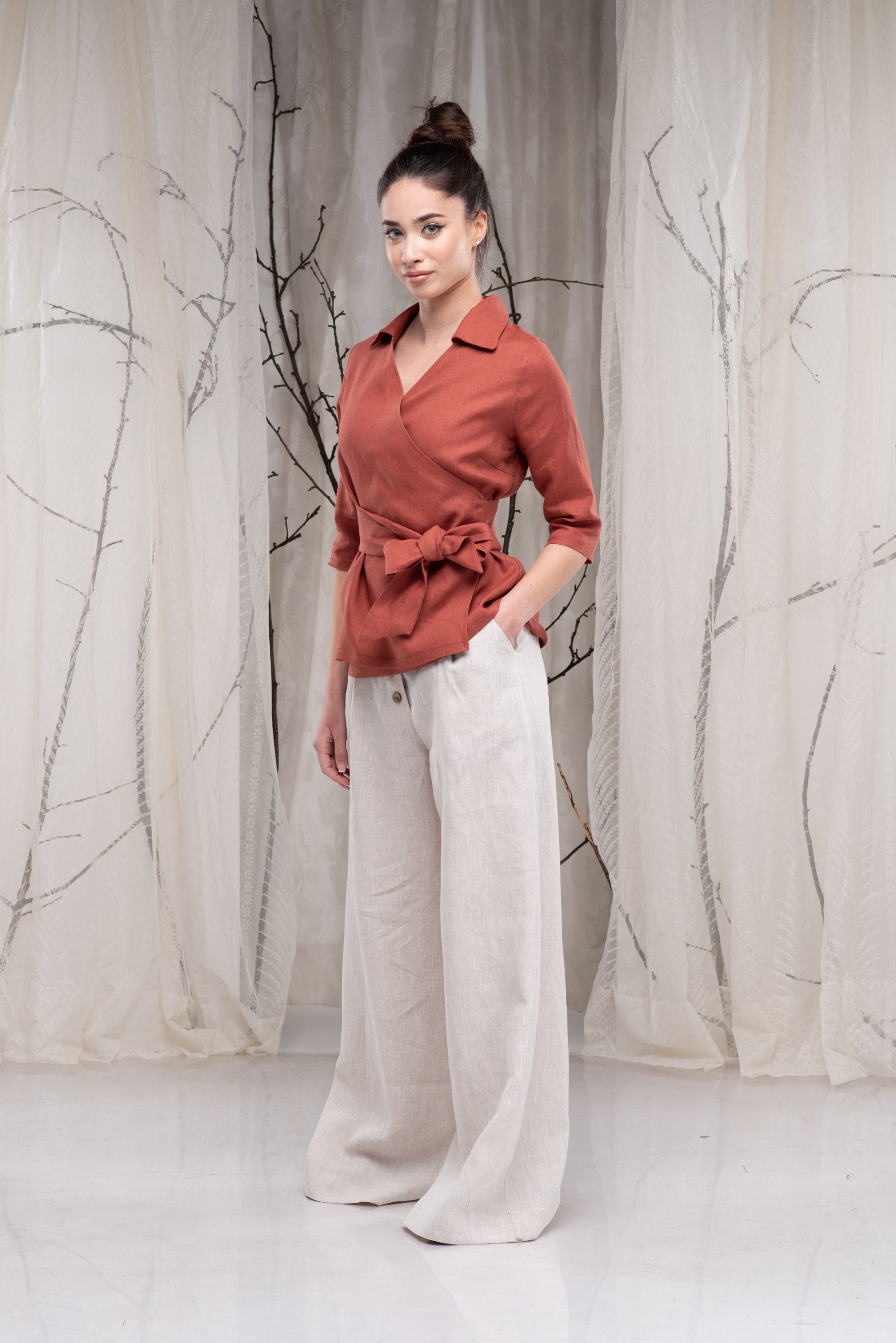 Wide Leg Linen Pants – High Waisted Linen Trousers for Women