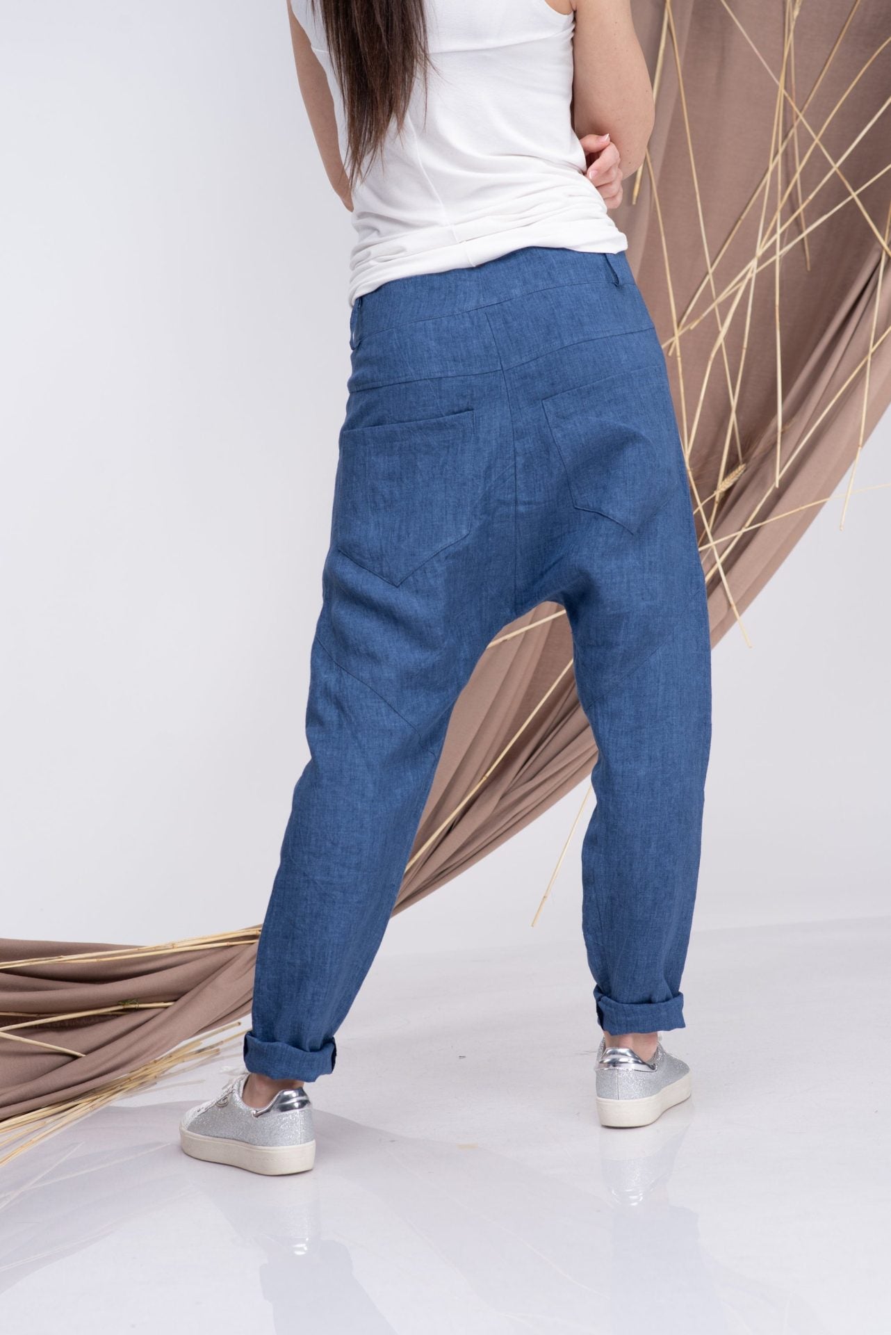 Linen Harem Denim Trousers