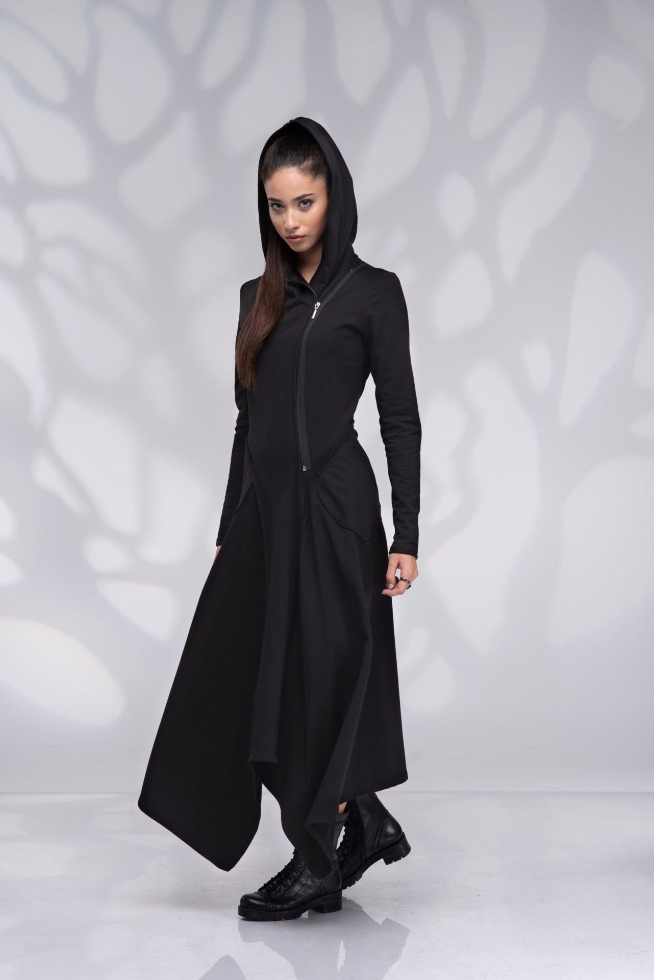 Maxi Long Sleeve Hooded Sweatshirt Dress with Pockets