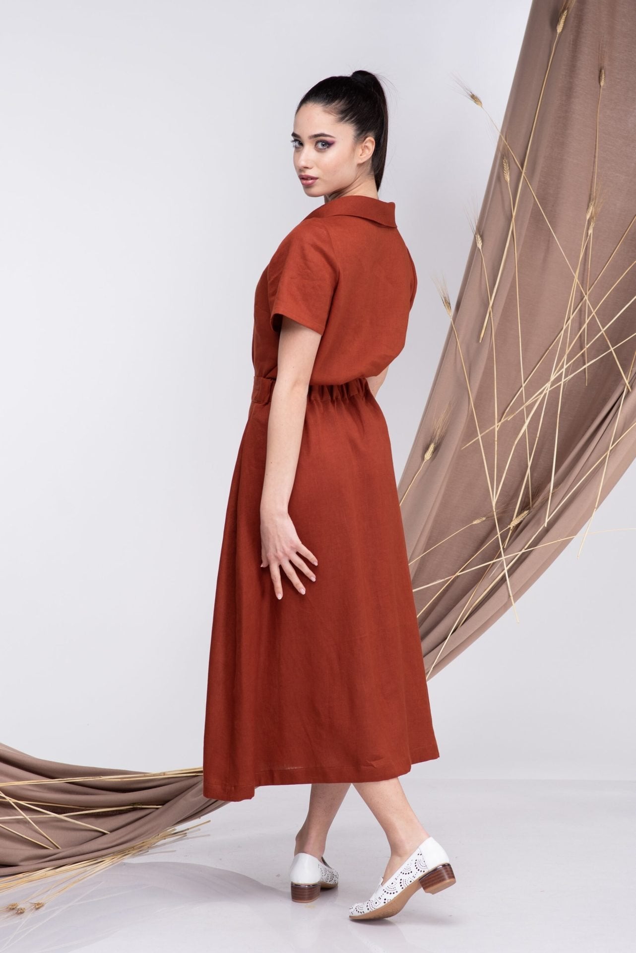 Two Piece Linen Set Linen Skirt and Linen Dress