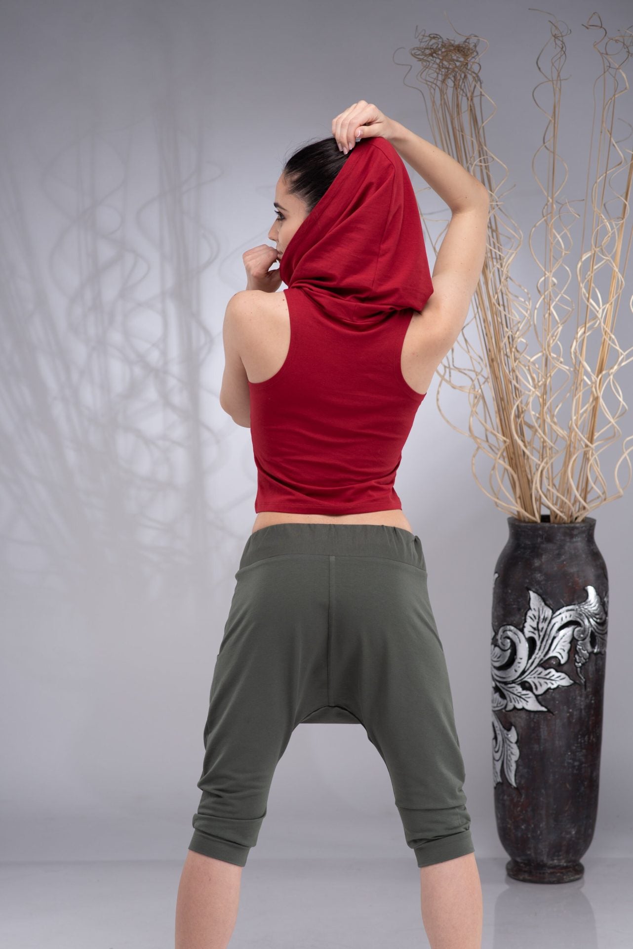 Hooded Crop Top Sleeveless Hoodie