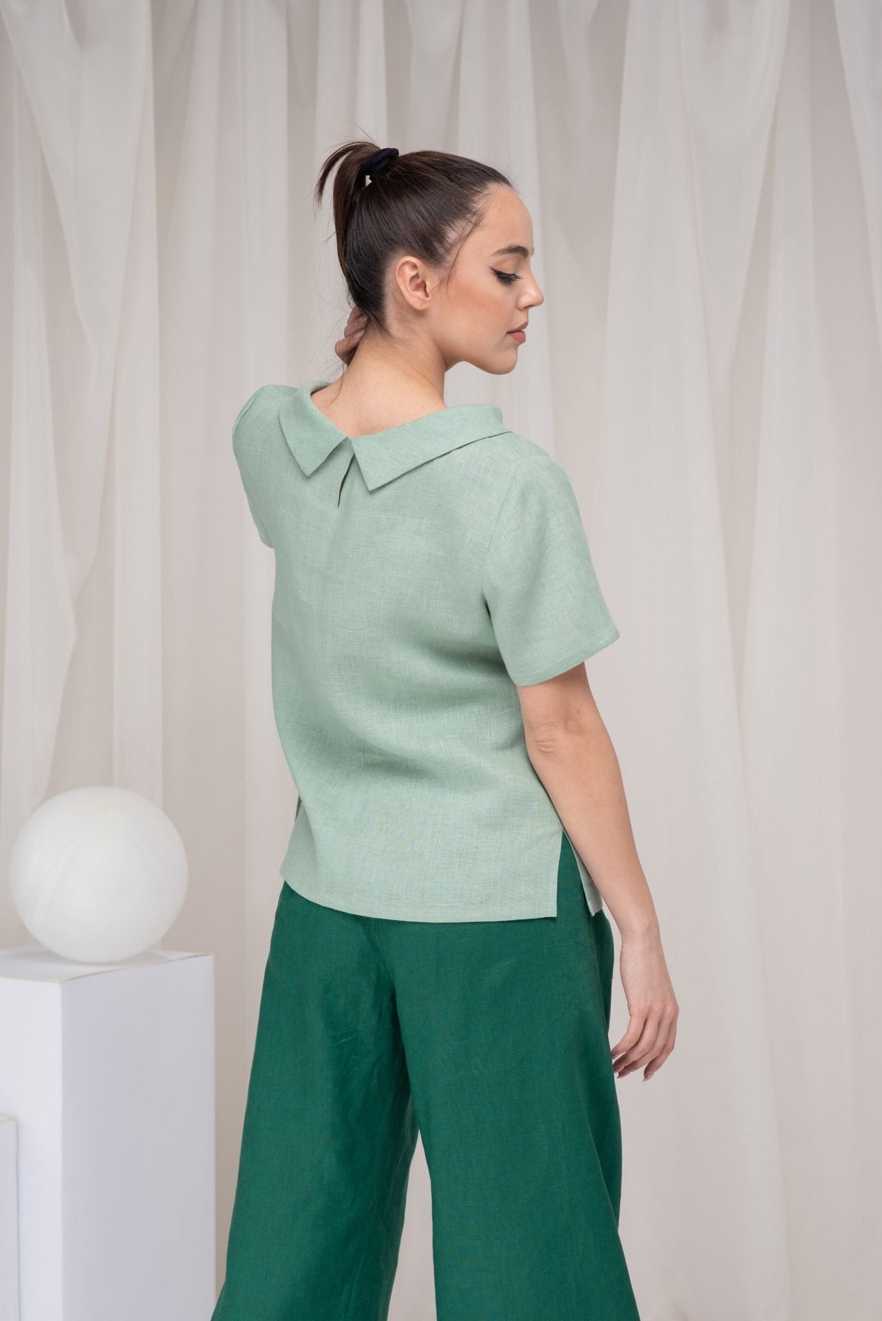 Linen Plus Size Summer Short Sleeve Elegant Blouse
