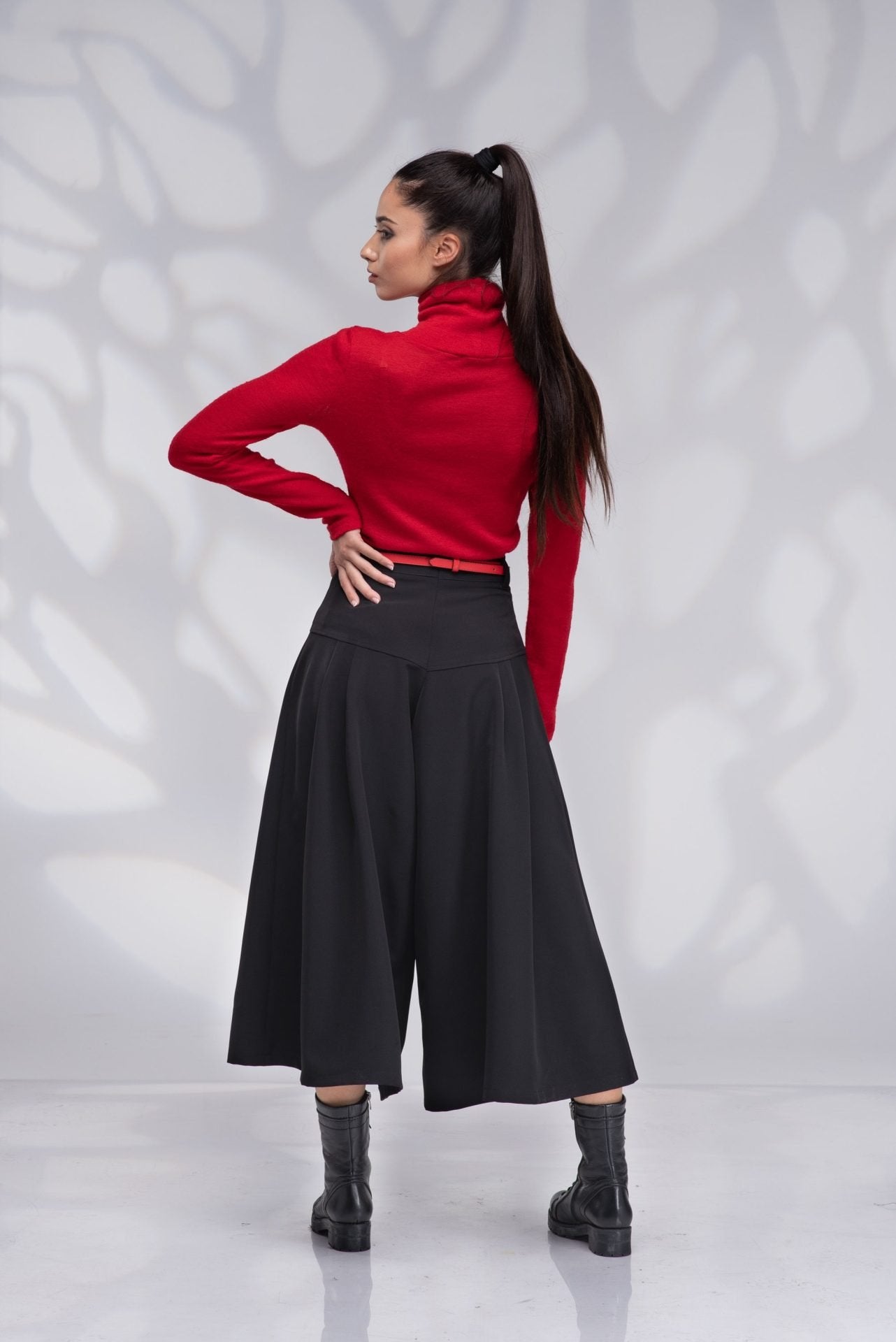 Black Wide Leg Wool Palazzo Winter Culottes