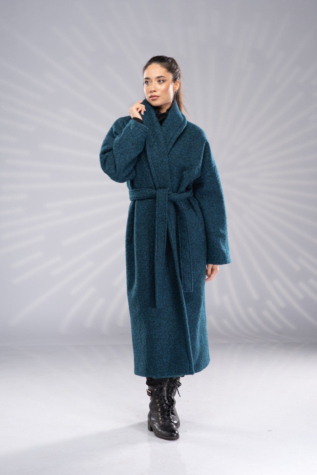 Long Wool Coat Winter Wrap Oversized Shawl Collar