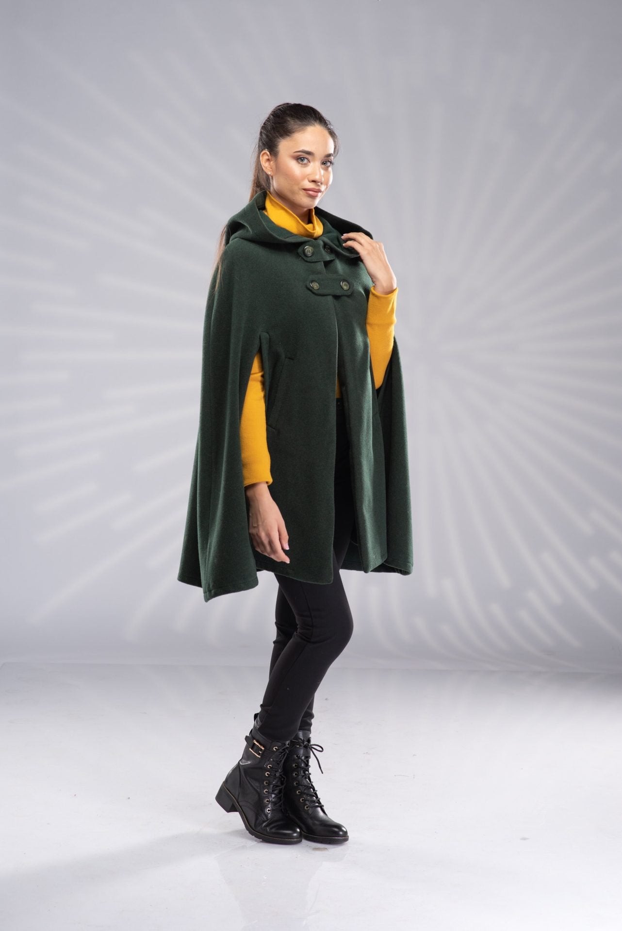 Wool Short Hooded Cloak Coat Winter Cape Wool Poncho