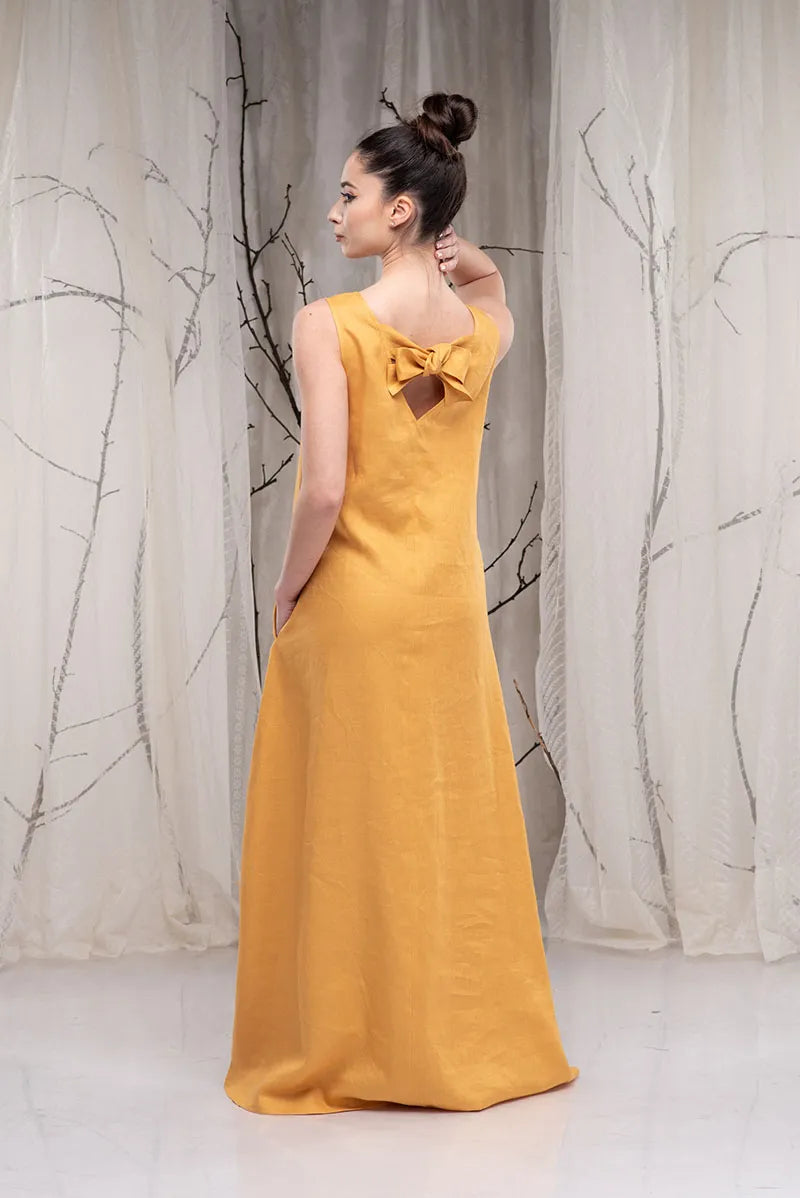 Long Linen Maxi Sleeveless Bridesmaid Boho Dress