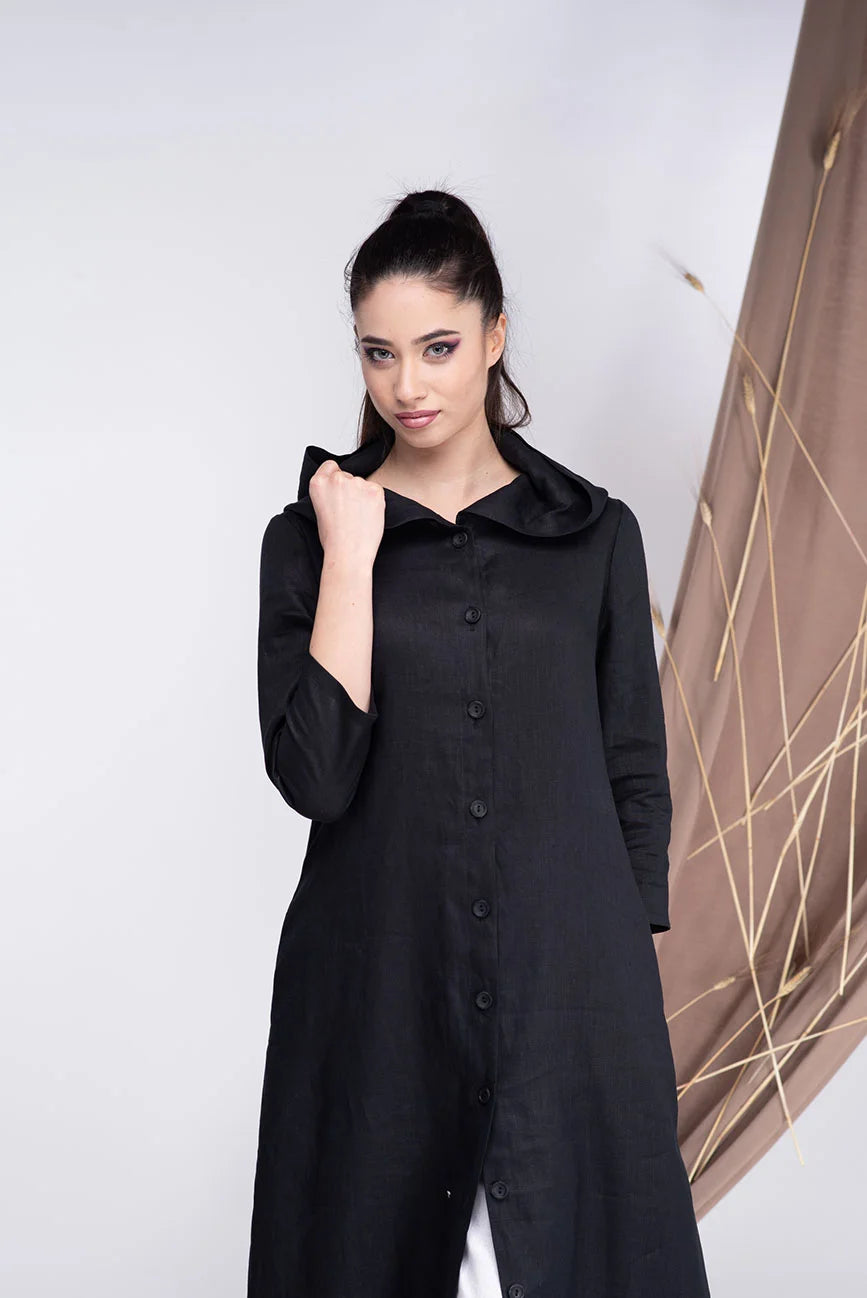 Hooded Linen Maxi Abaya Dress-Danellys-5.webp