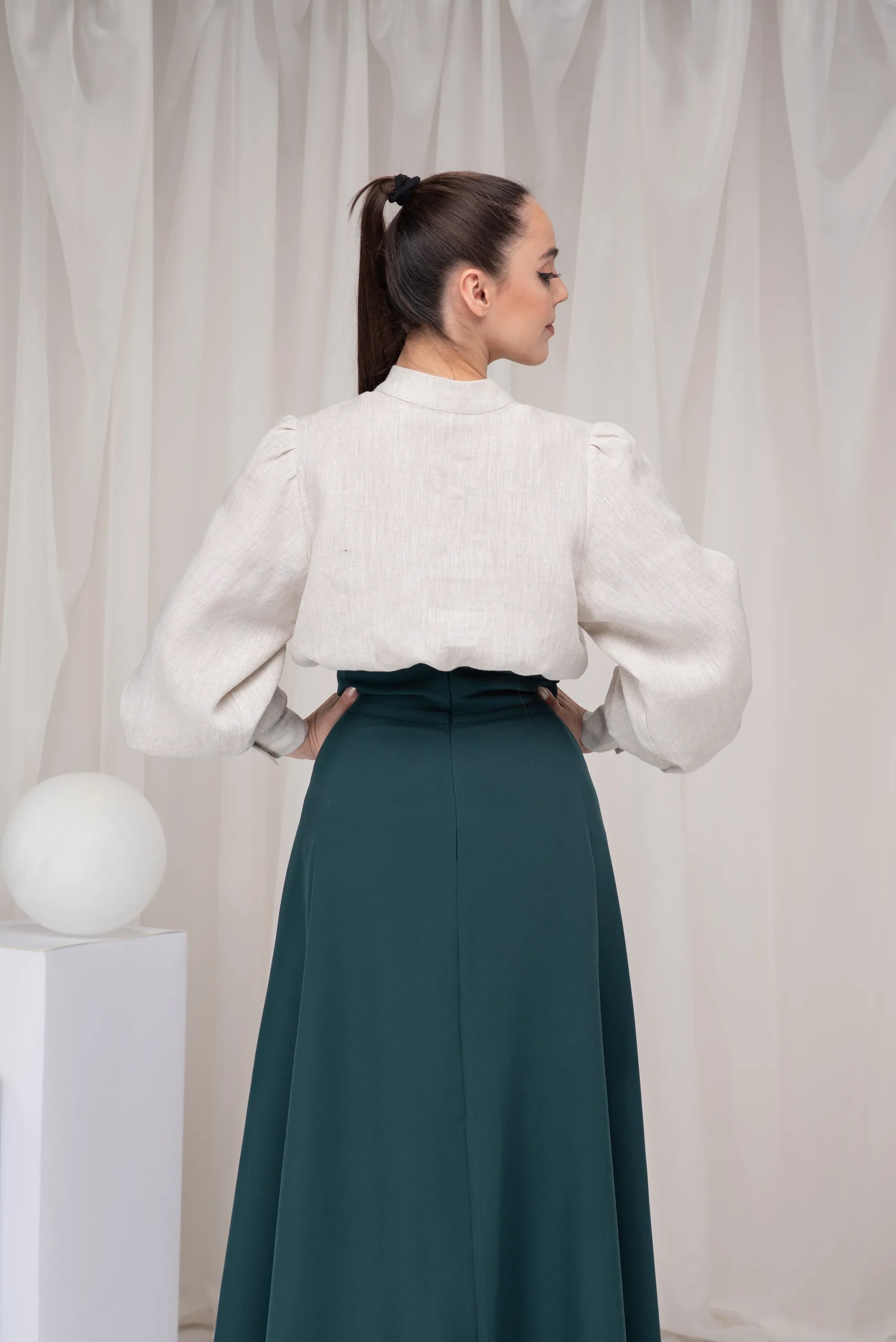 Linen Collared Edwardian Balloon Sleeve Blouse-Danellys-2.webp