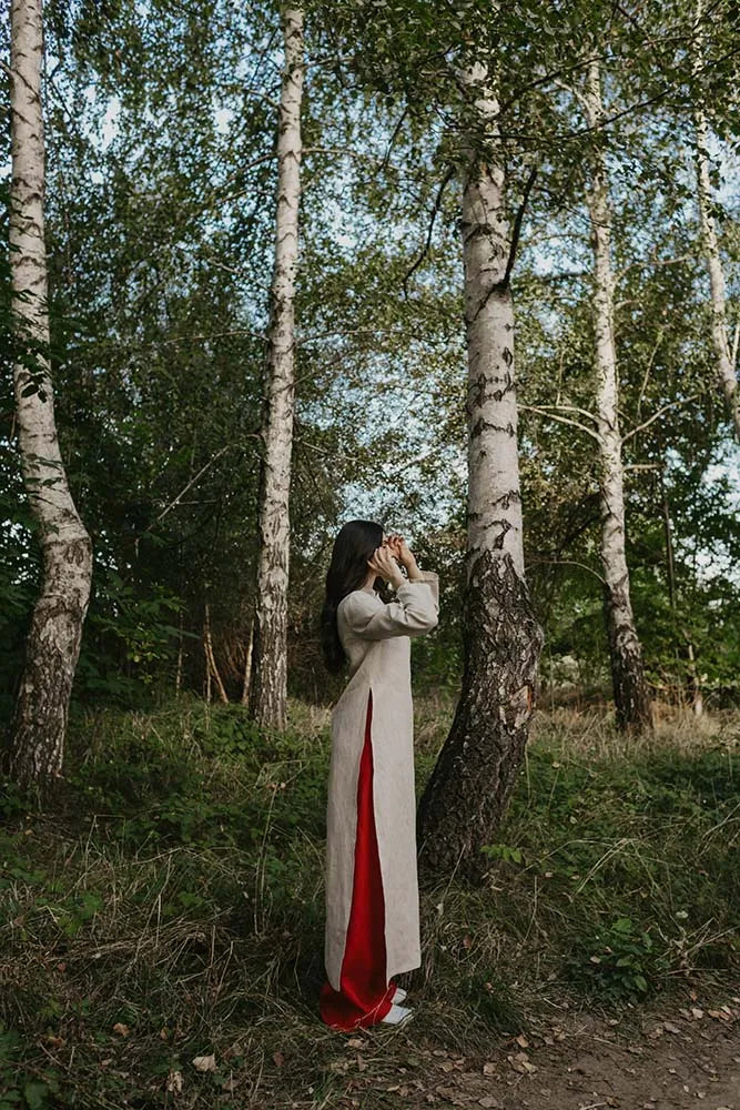 Linen Two Piece Set - Side Slit Tunic and Tailored Wide Leg Trousers-Danellys-2.webp