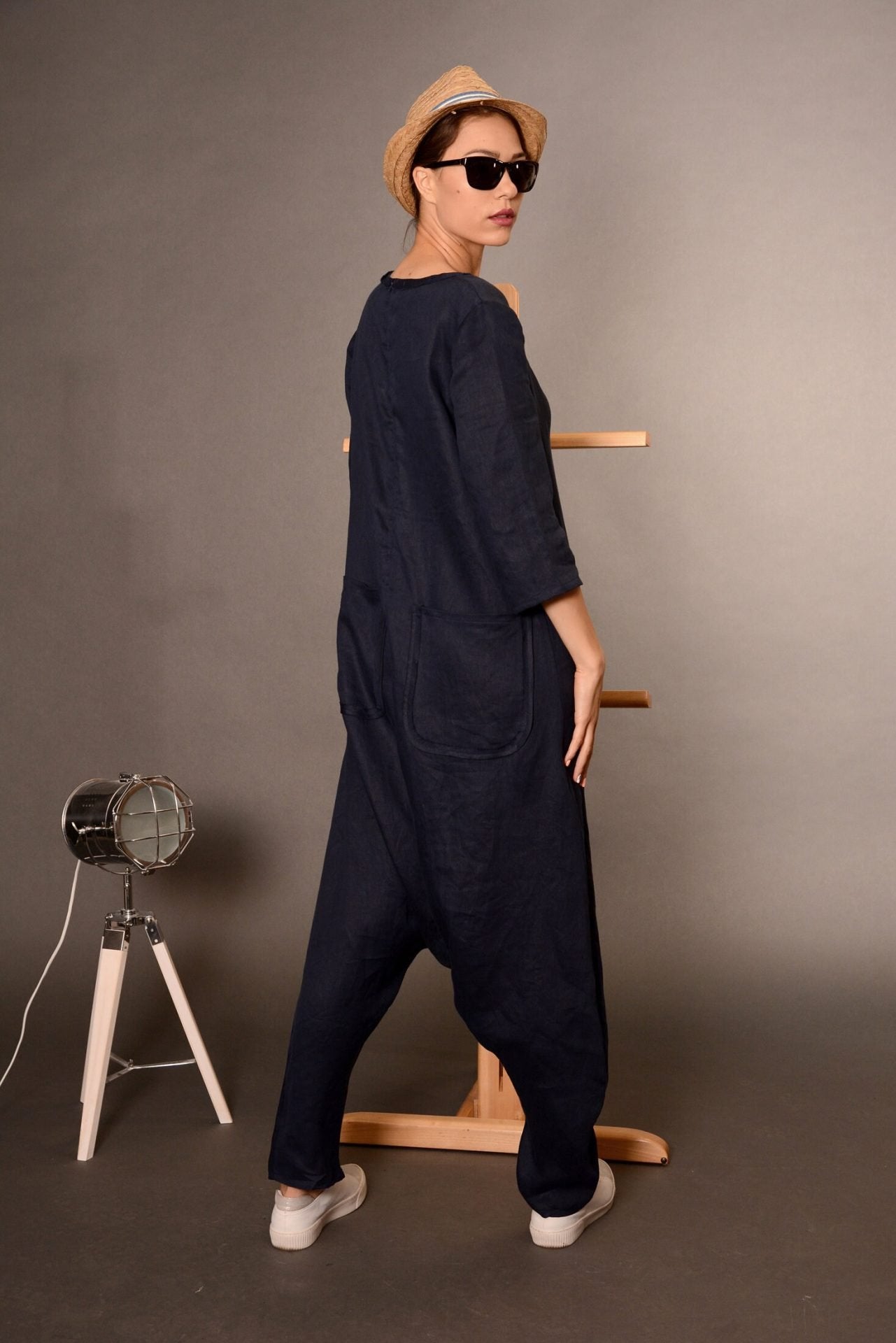 Harem Linen Oversized Wide Leg Romper