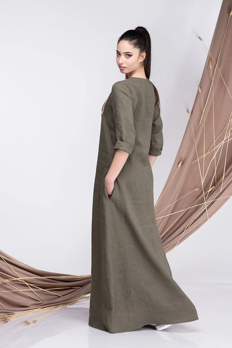 Linen Oversized Embroidered Maxi Dress-Danellys-5.webp