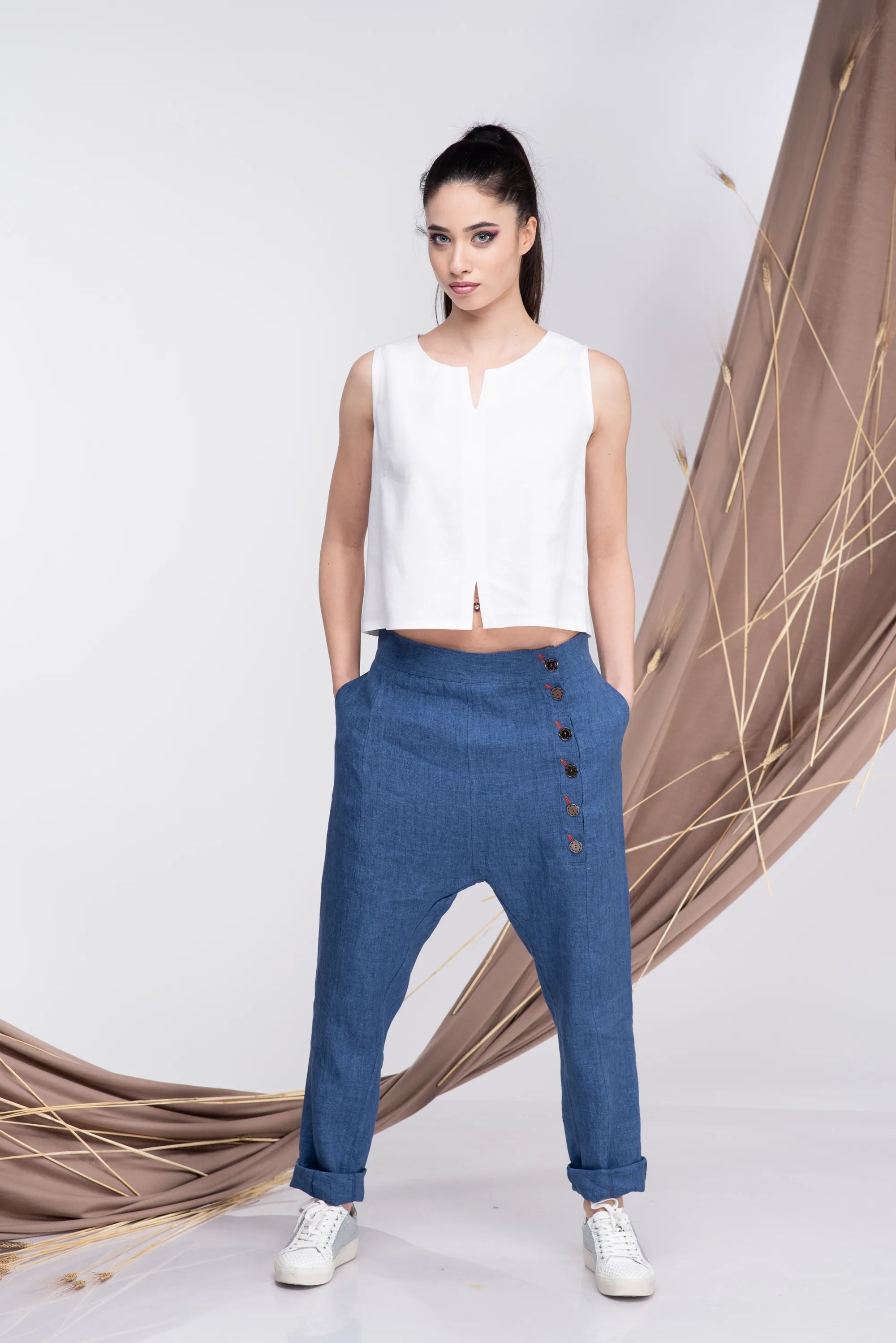 Linen Harem Summer Unisex Pants-Danellys-4.webp