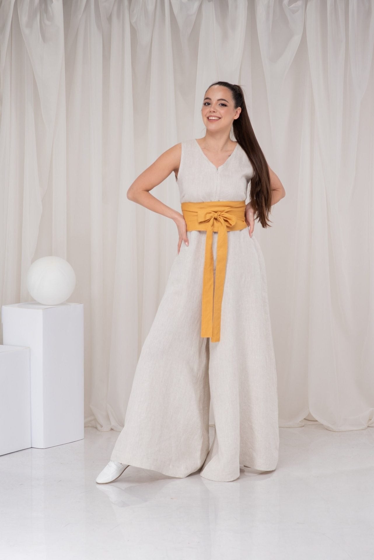 Summer Linen Oversized Elegant Wide Leg Jumpsuit