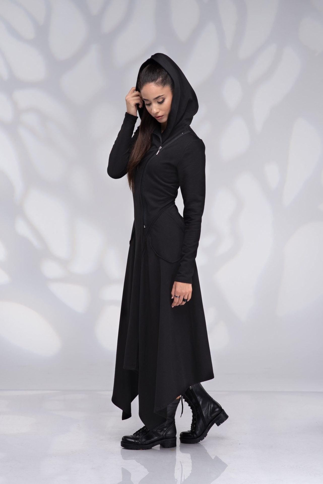 Maxi Long Sleeve Hooded Sweatshirt Dress with Pockets