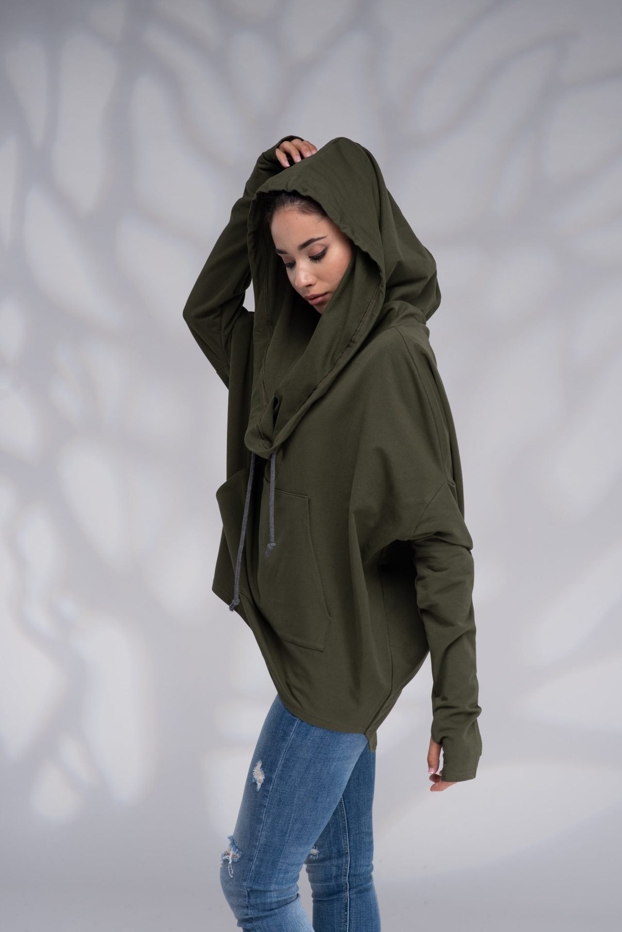 Big Hood Cowl Neck Oversized Loose Hoodie Sweatshirt