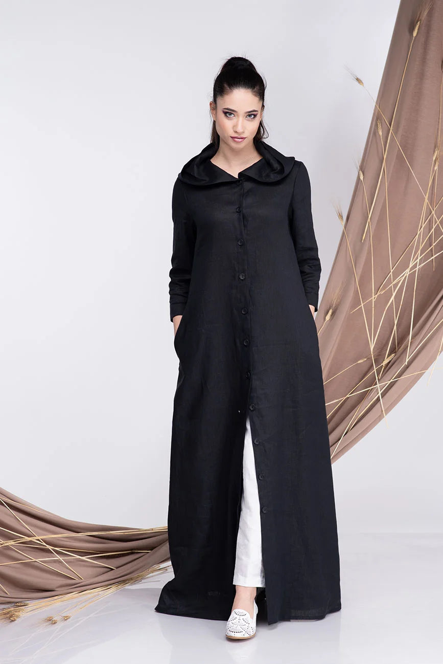 Hooded Linen Maxi Abaya Dress-Danellys-4.webp