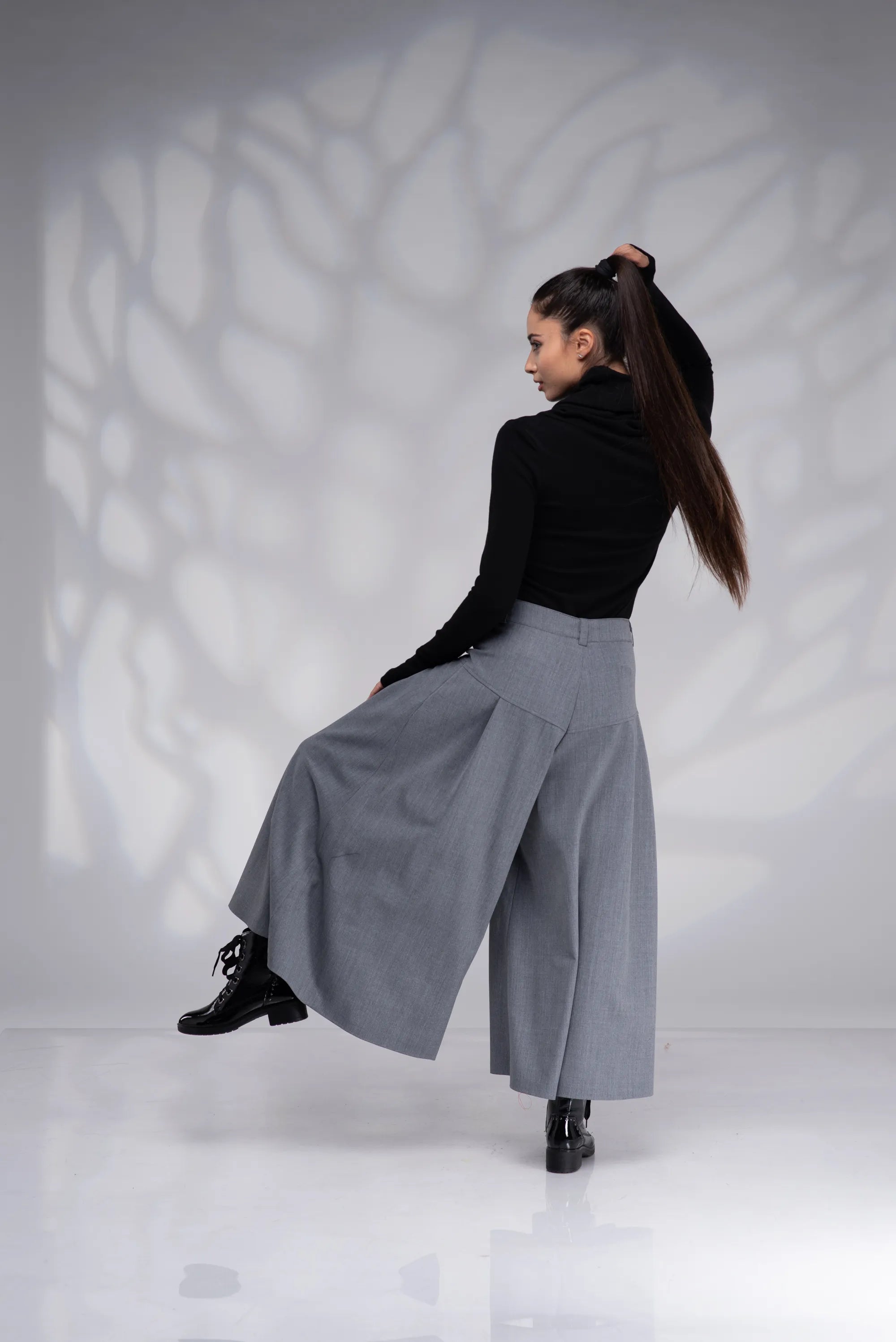Gray Wool Winter Wide Leg Palazzo Culottes-Danellys-4.webp