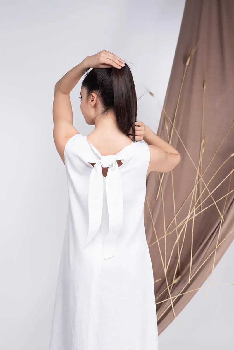 Long Linen Maxi Sleeveless Bridesmaid Boho Dress