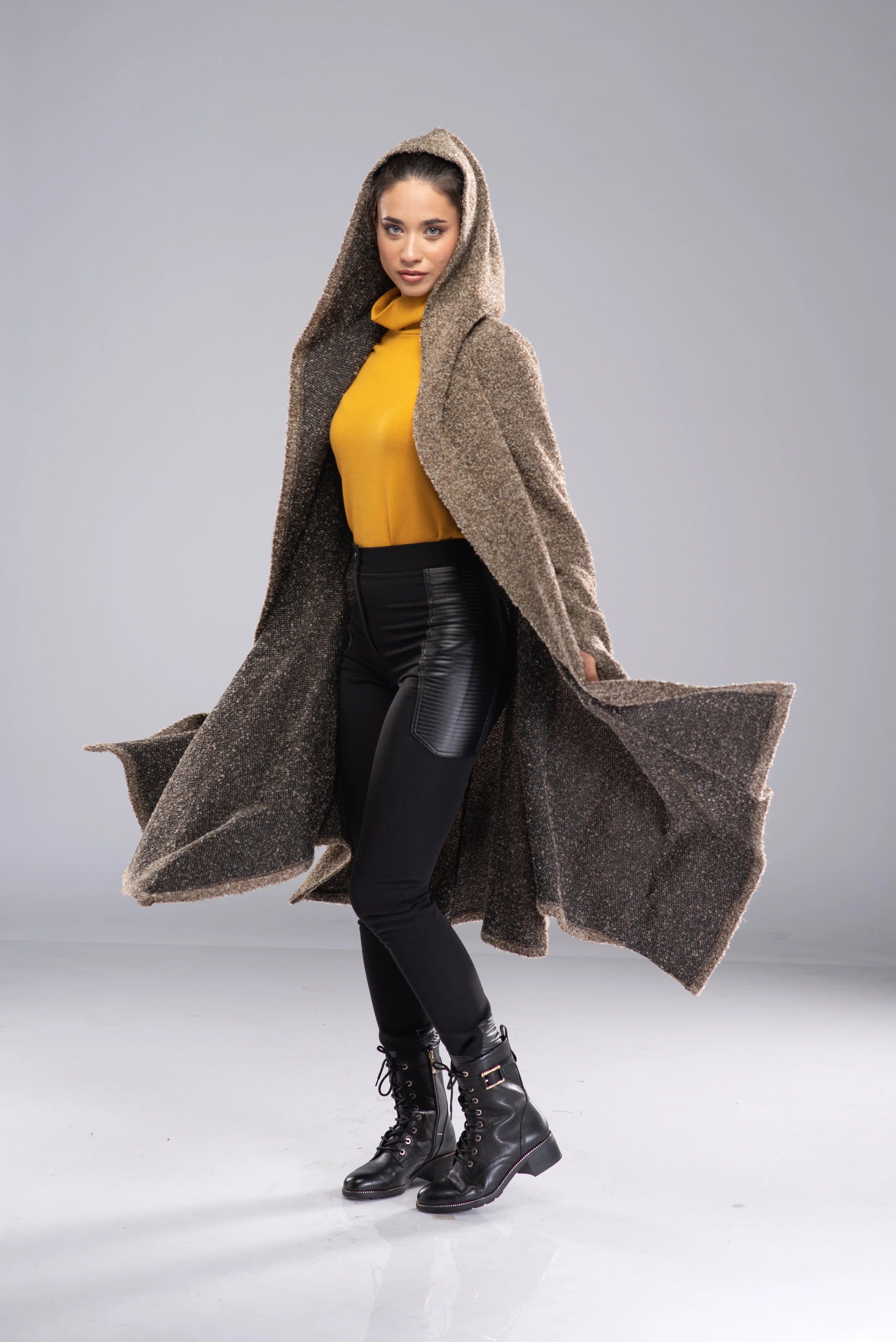 Long Hooded Cardigan Knit Sweater Witch Hooded Cloak-Danellys-2.webp