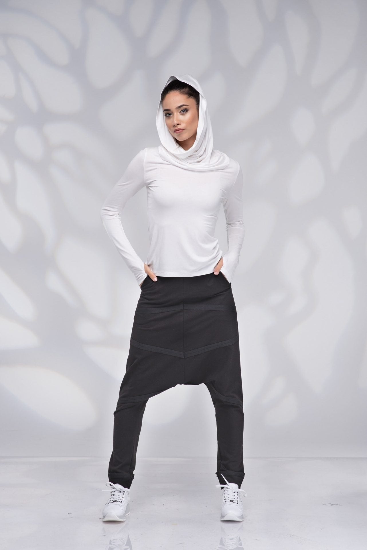 Black Harem Drop Crotch Baggy Yoga Pants