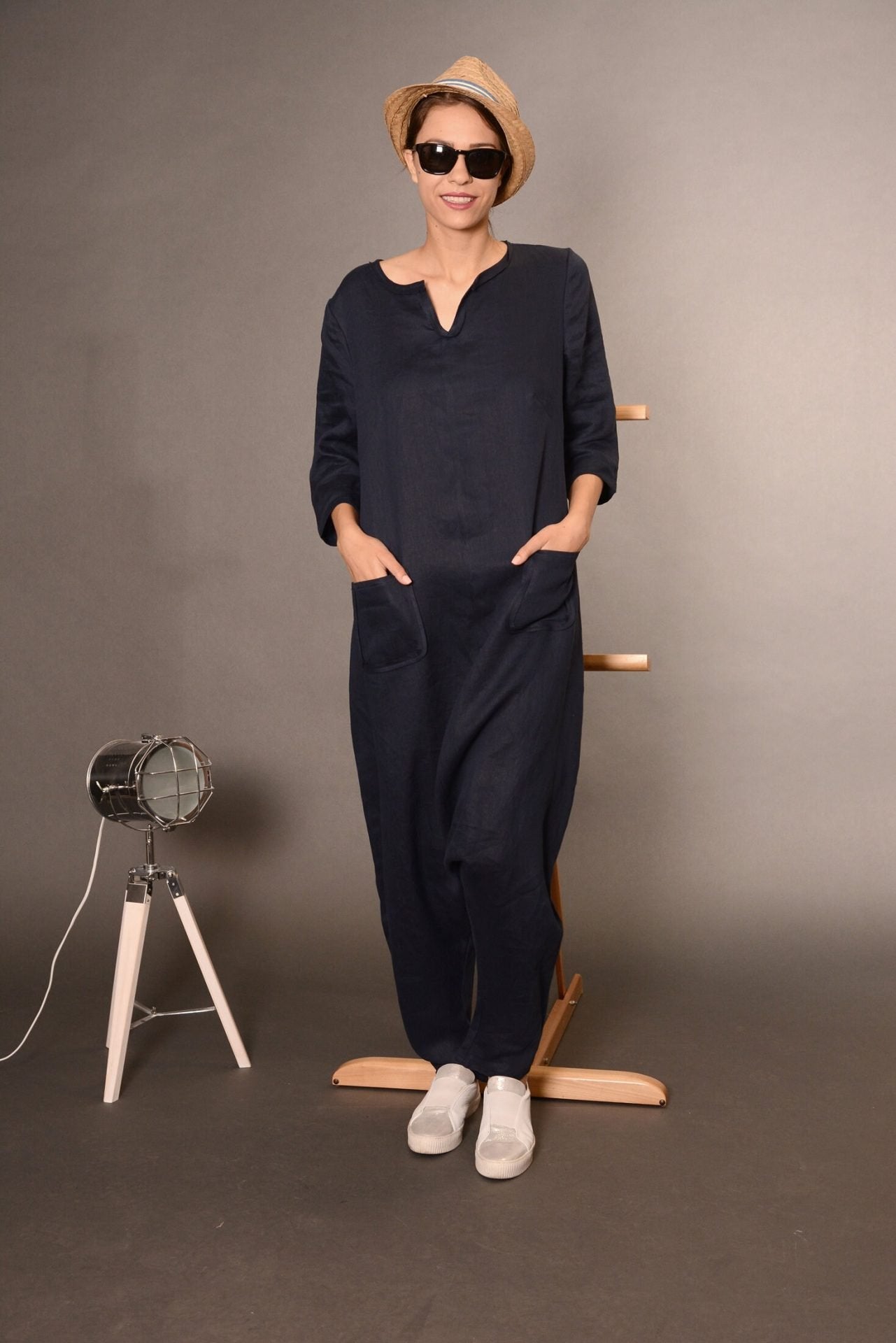 Harem Linen Oversized Wide Leg Romper