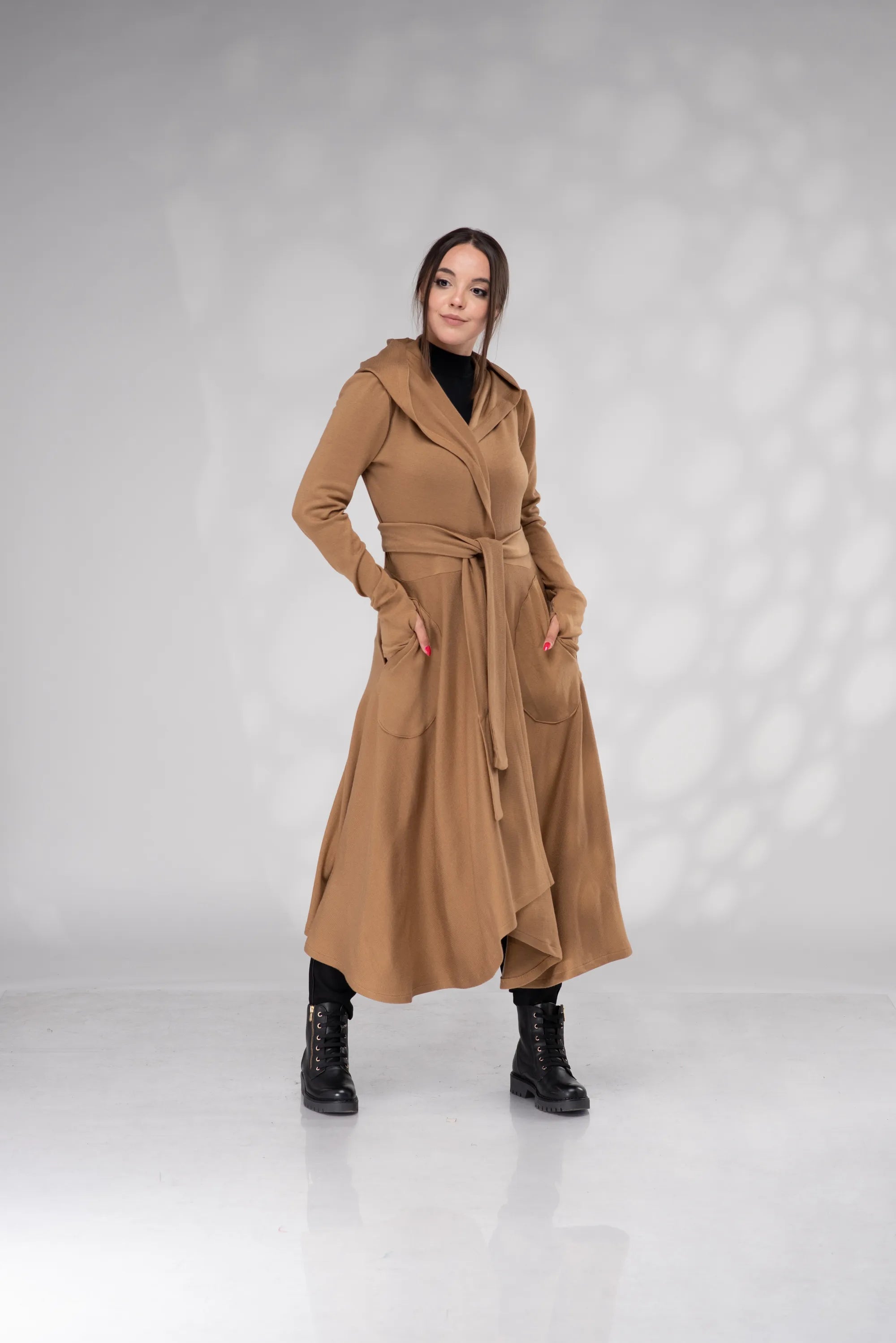 Long Hooded Cardigan - Maxi Cardigan Sweater-Danellys.webp