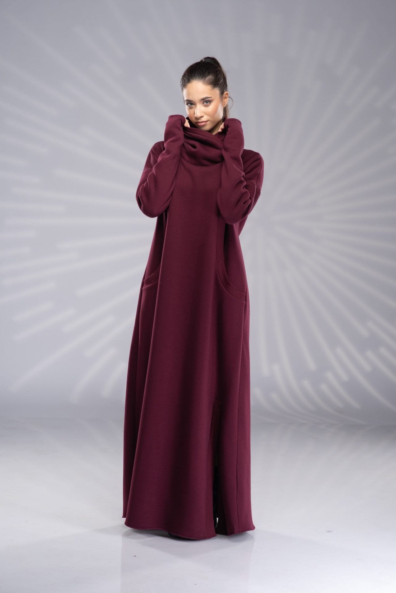 Long Maxi Winter Turtleneck Plus Size Sweatshirt Dress