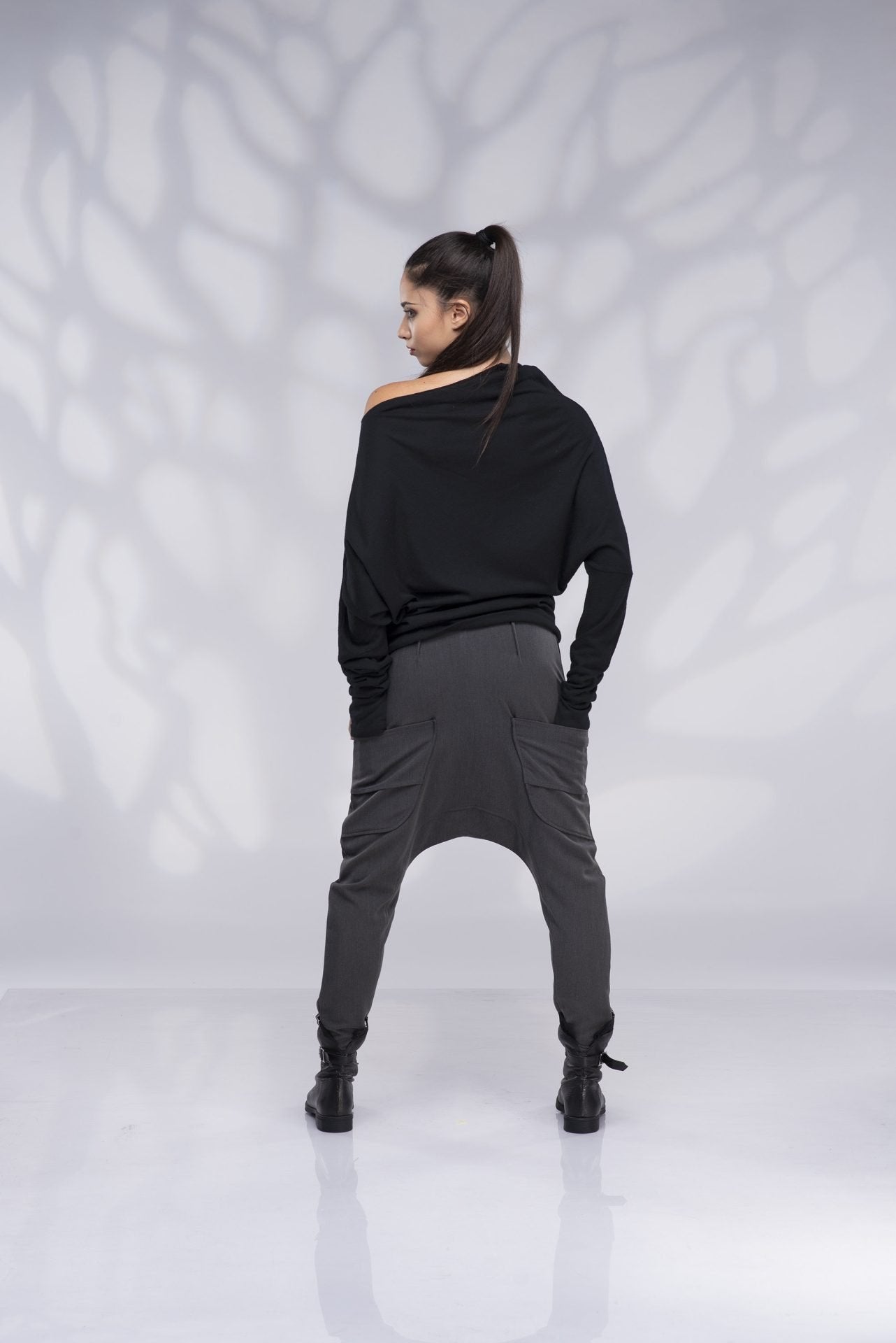 Off Shoulder Black Winter Sweater