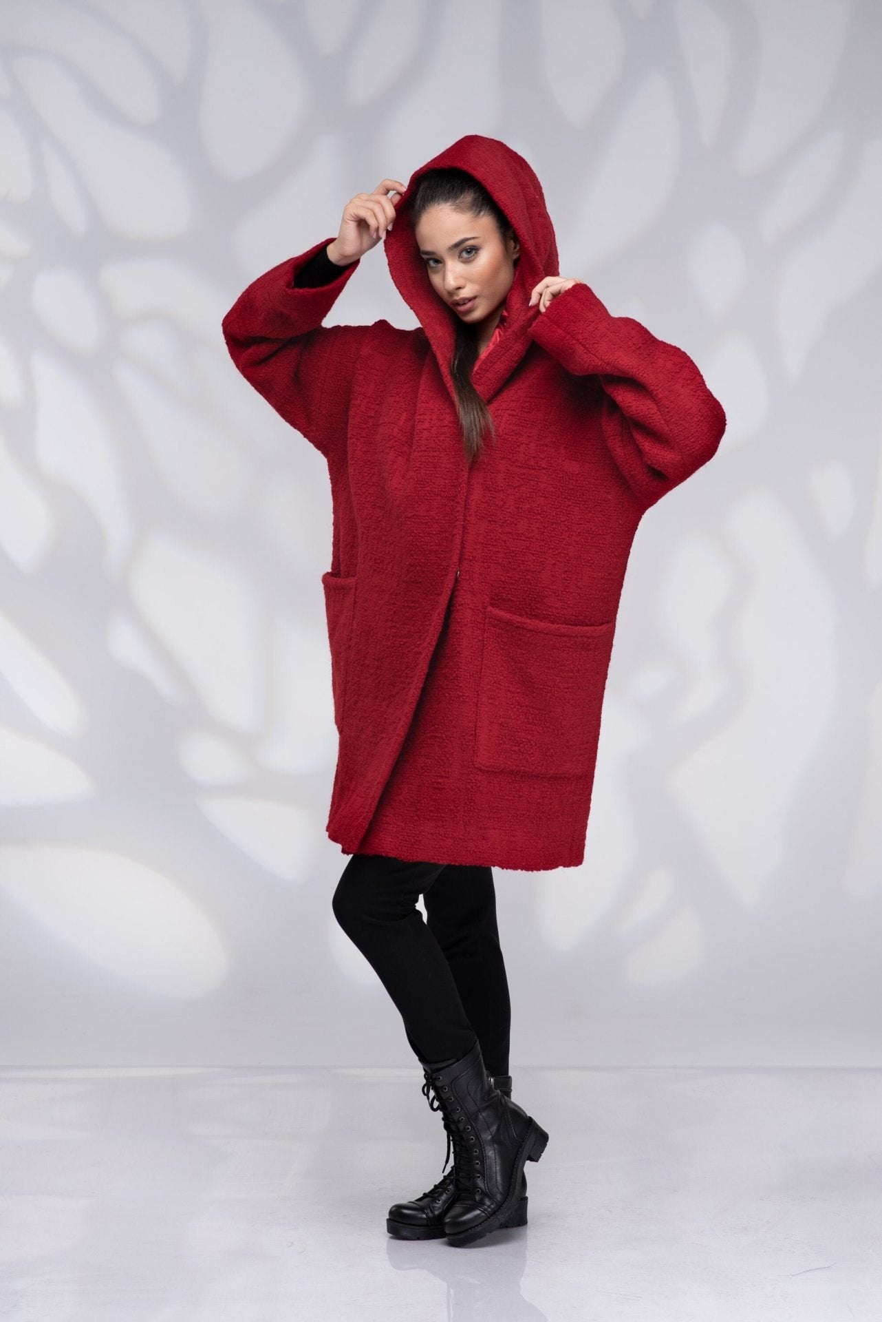 Wool Coat Oversized Winter Hooded with Lining
