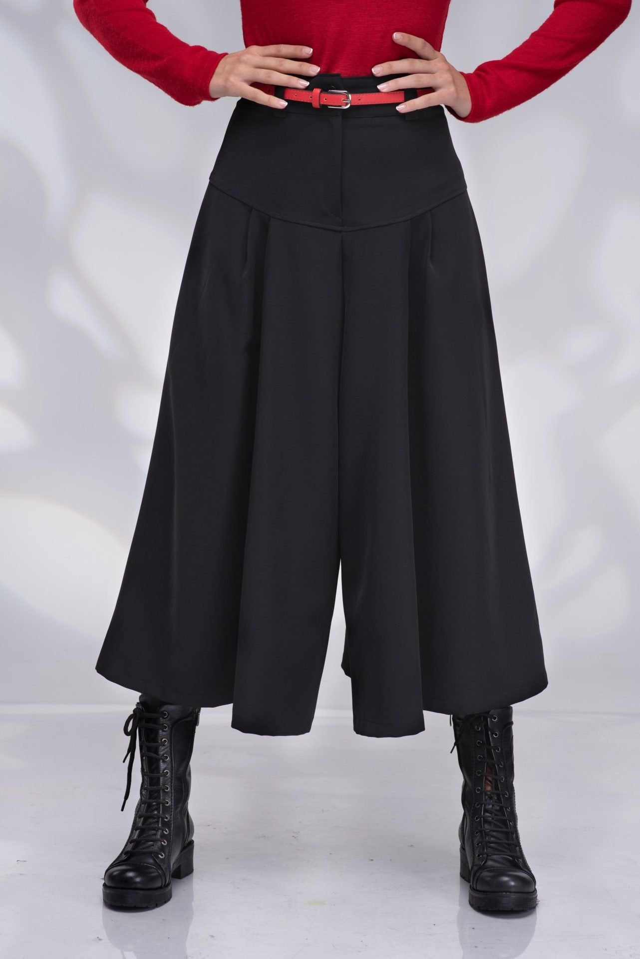 Black Wide Leg Wool Palazzo Winter Culottes