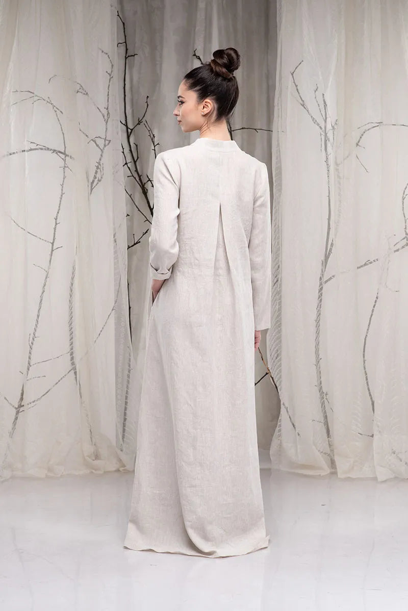 Linen Kaftan Maxi Long Abaya Dress